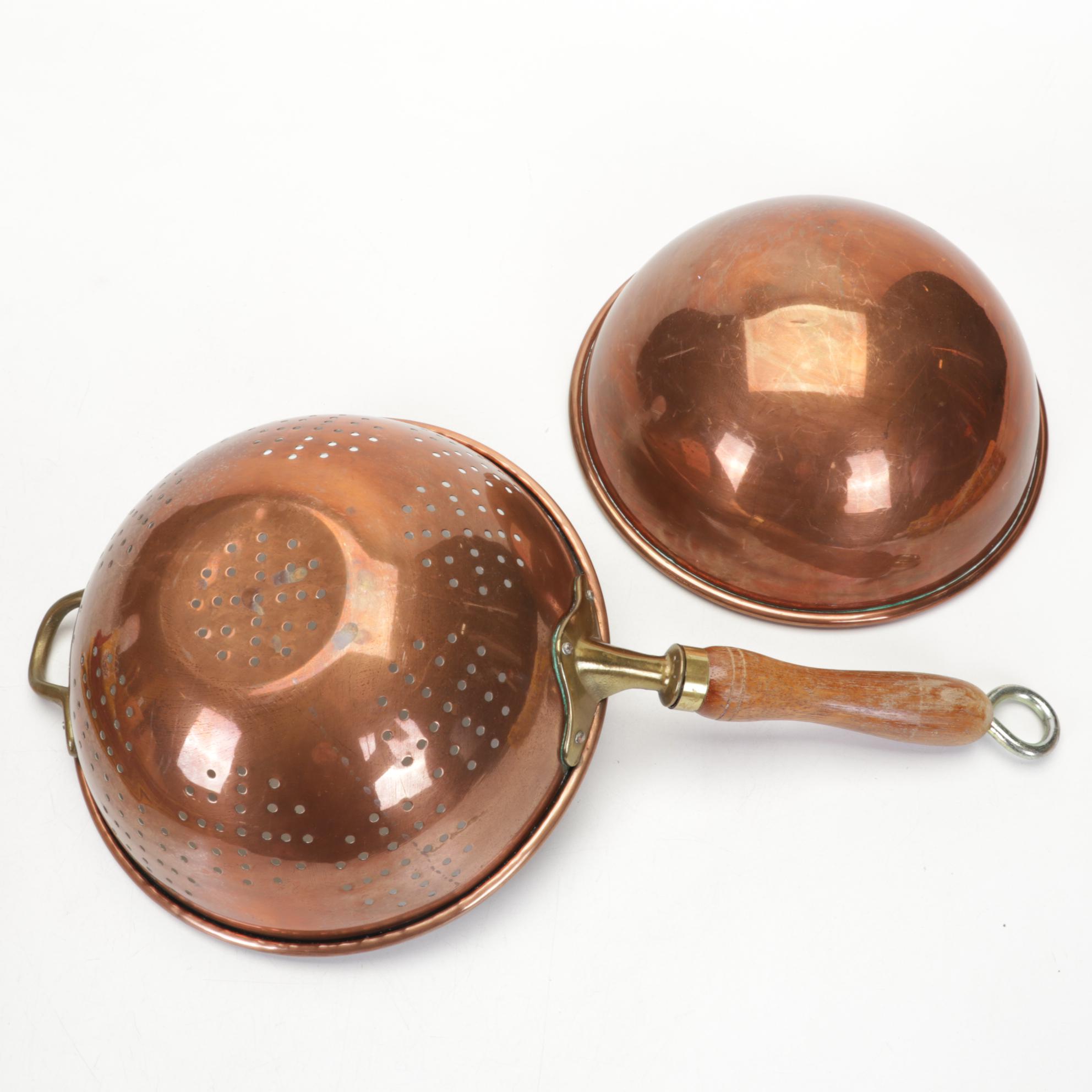 Cop*R*Chef Fish Saute Pan with Other Copper Cookware & Williams-Sonoma Linens