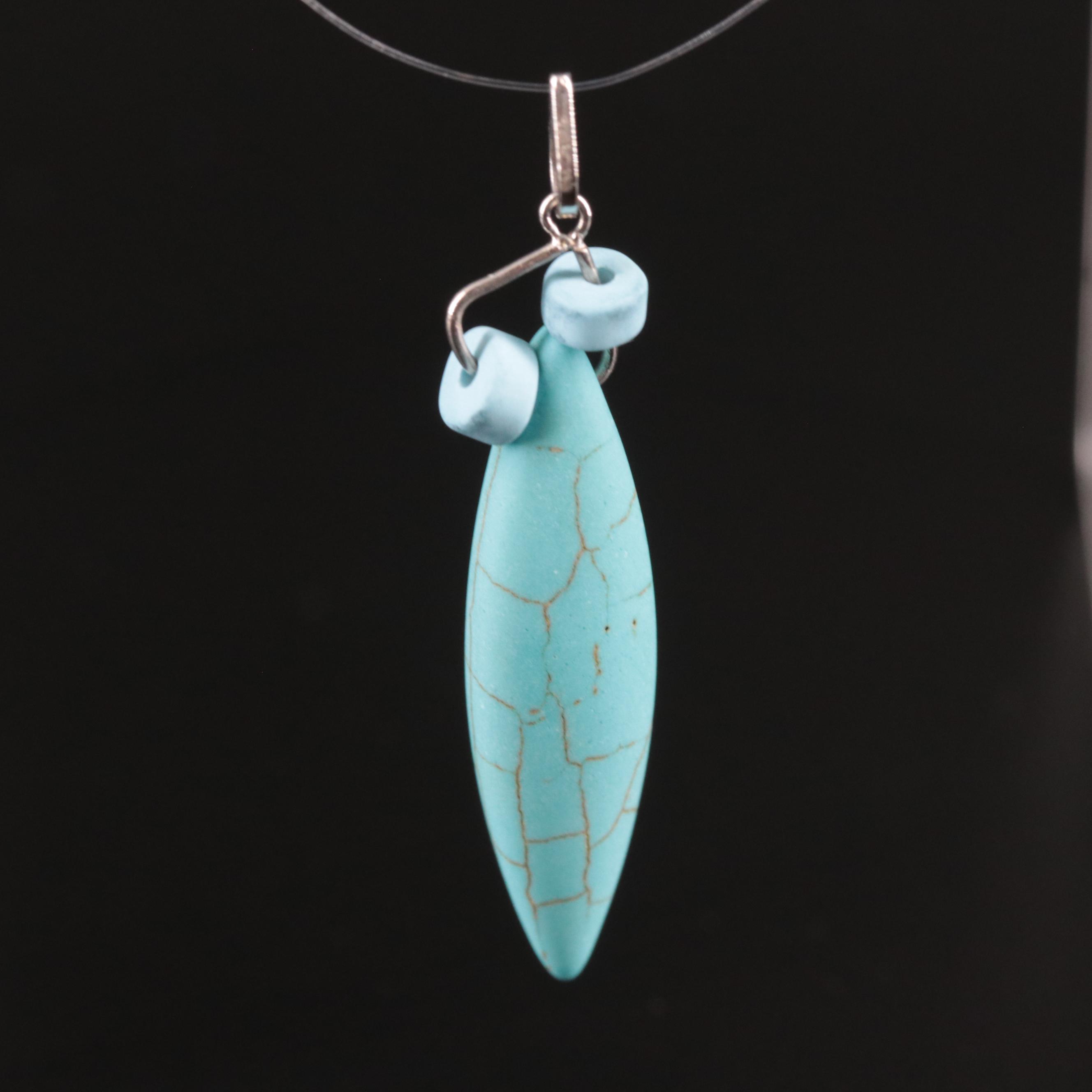 14K Faux Turquoise Pendant