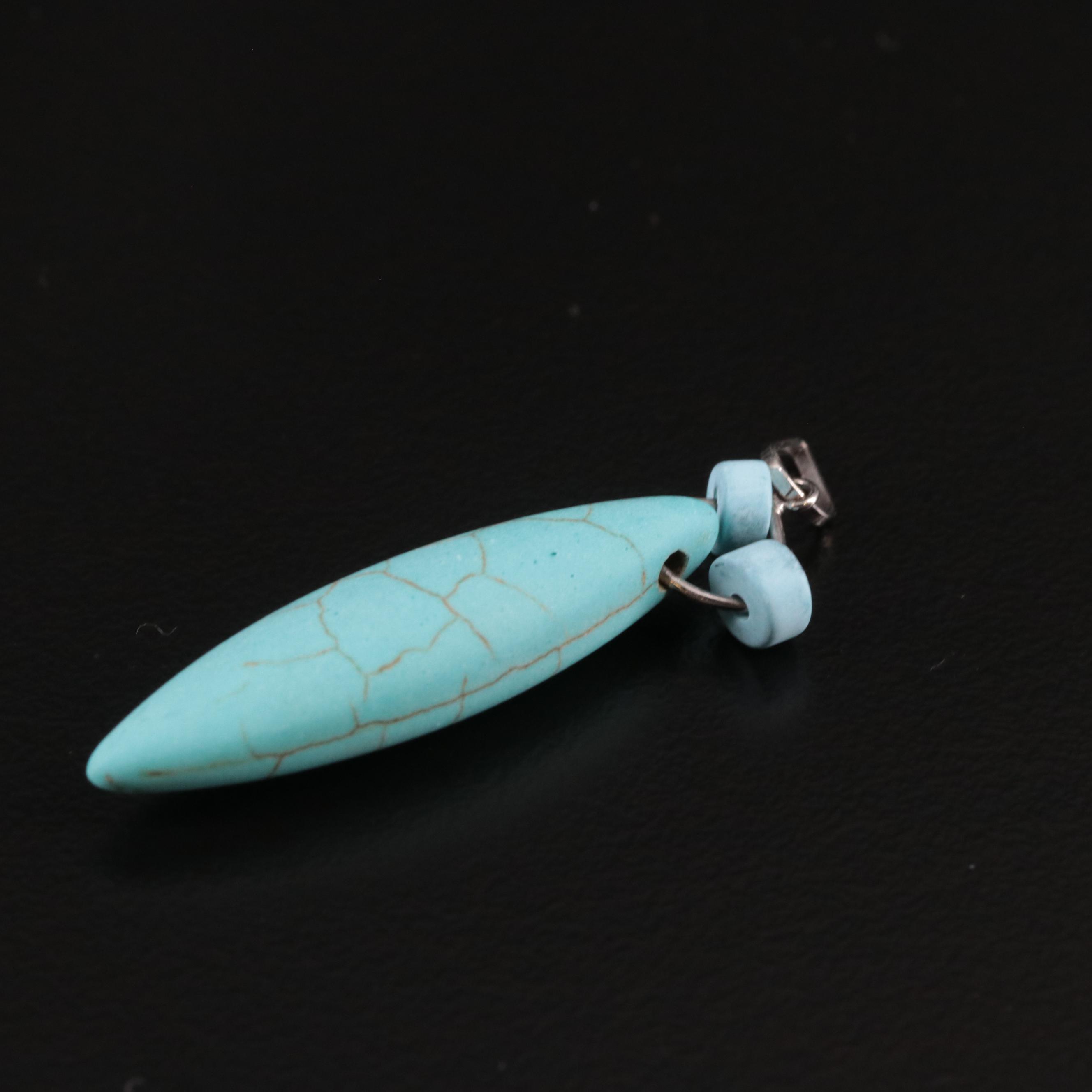 14K Faux Turquoise Pendant