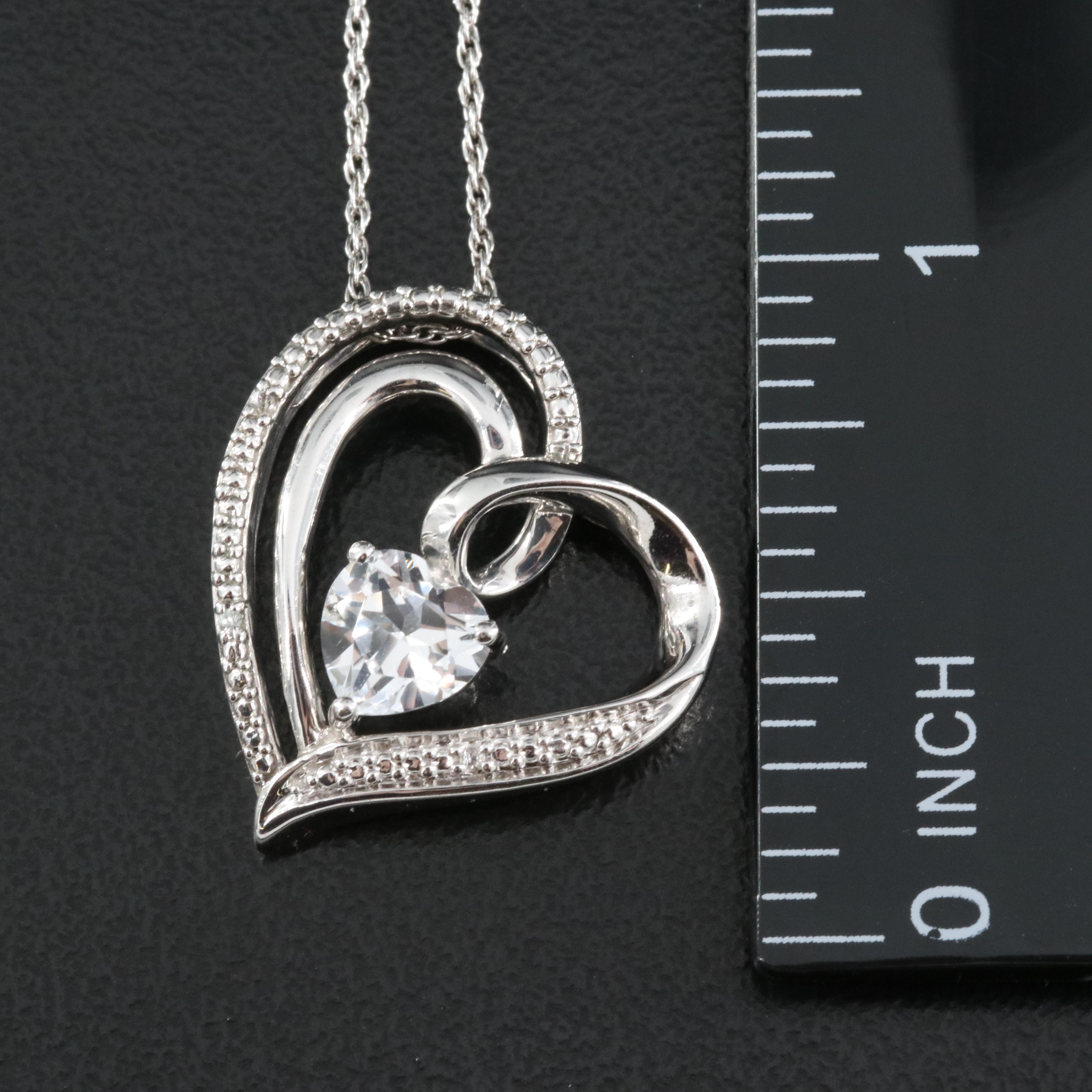 Sterling Sapphire Heart Pendant Necklace