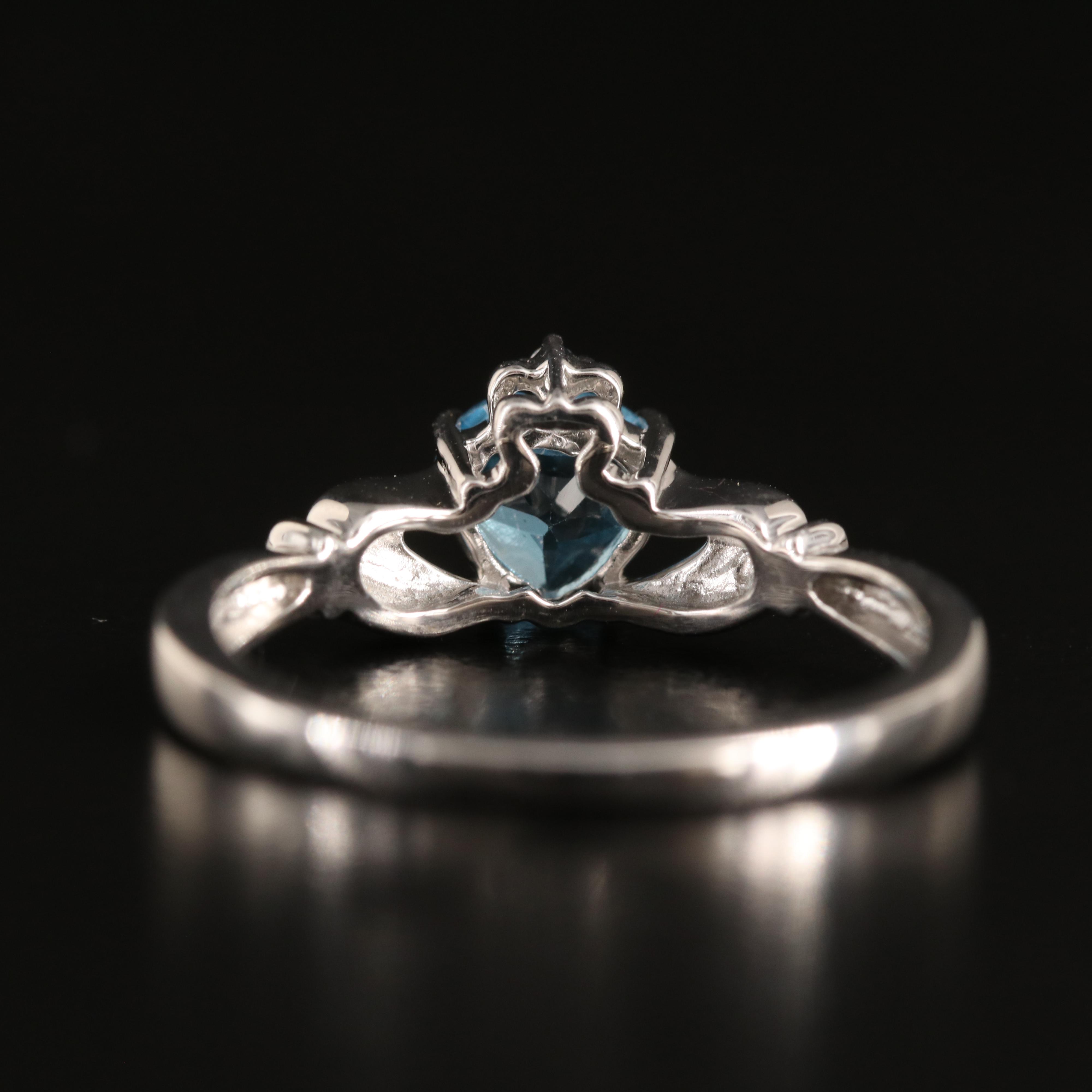 Sterling Sky Blue Topaz and White Sapphire Claddagh Ring