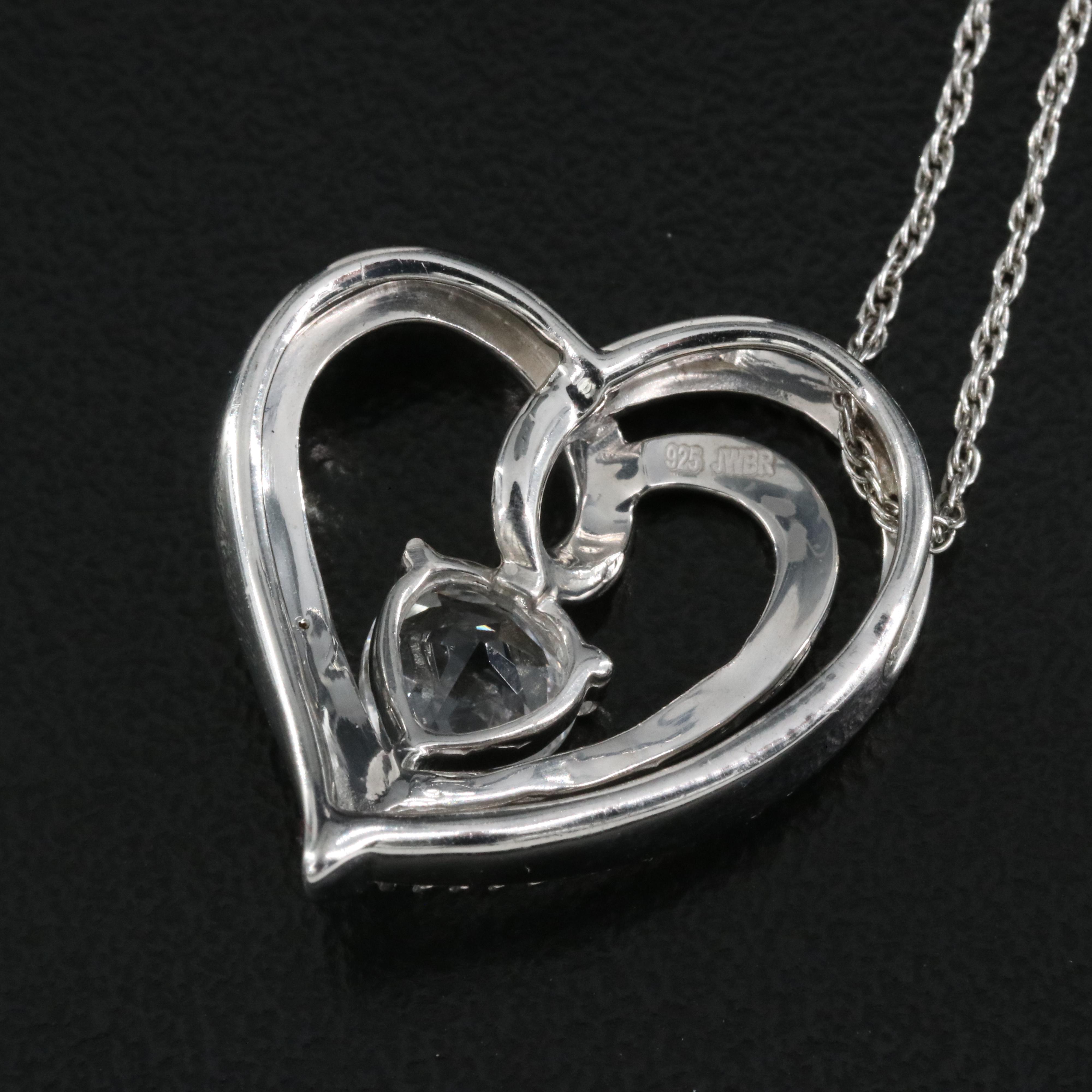 Sterling Sapphire Heart Pendant Necklace