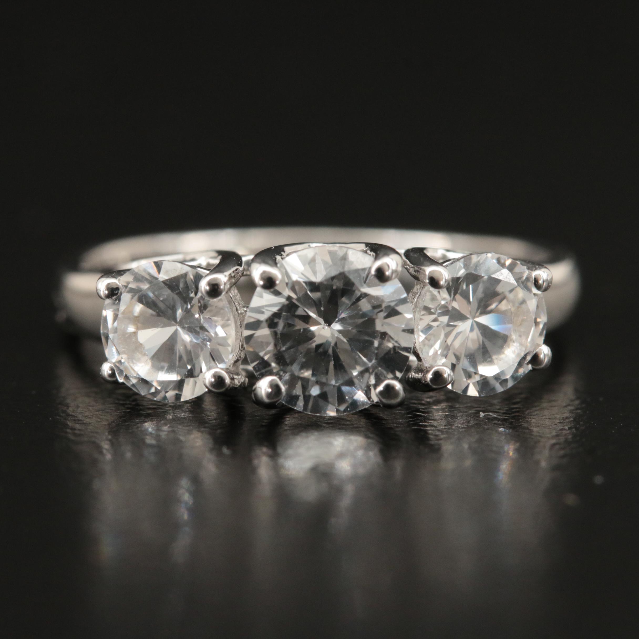 Sterling Sapphire Three Stone Ring