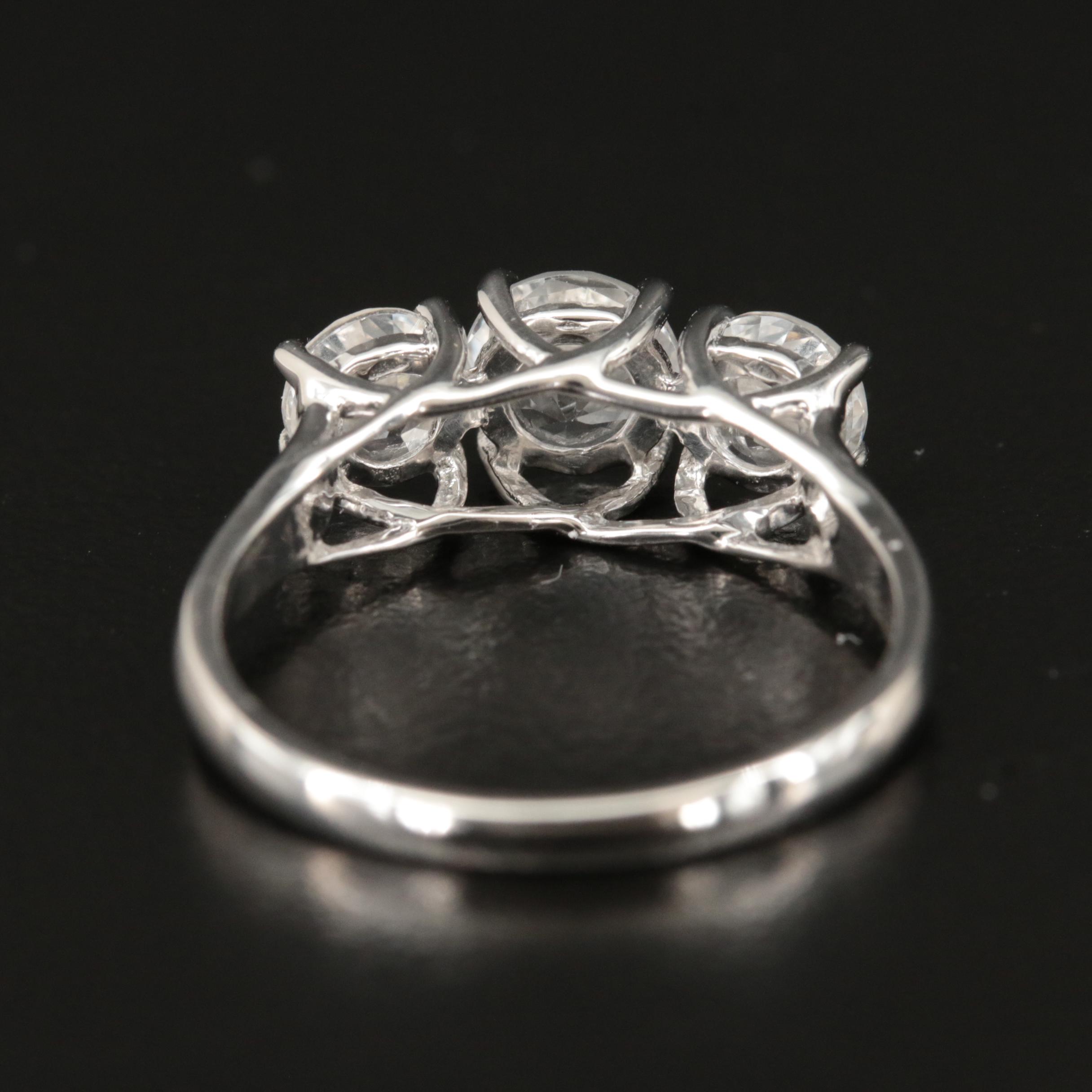 Sterling Sapphire Three Stone Ring