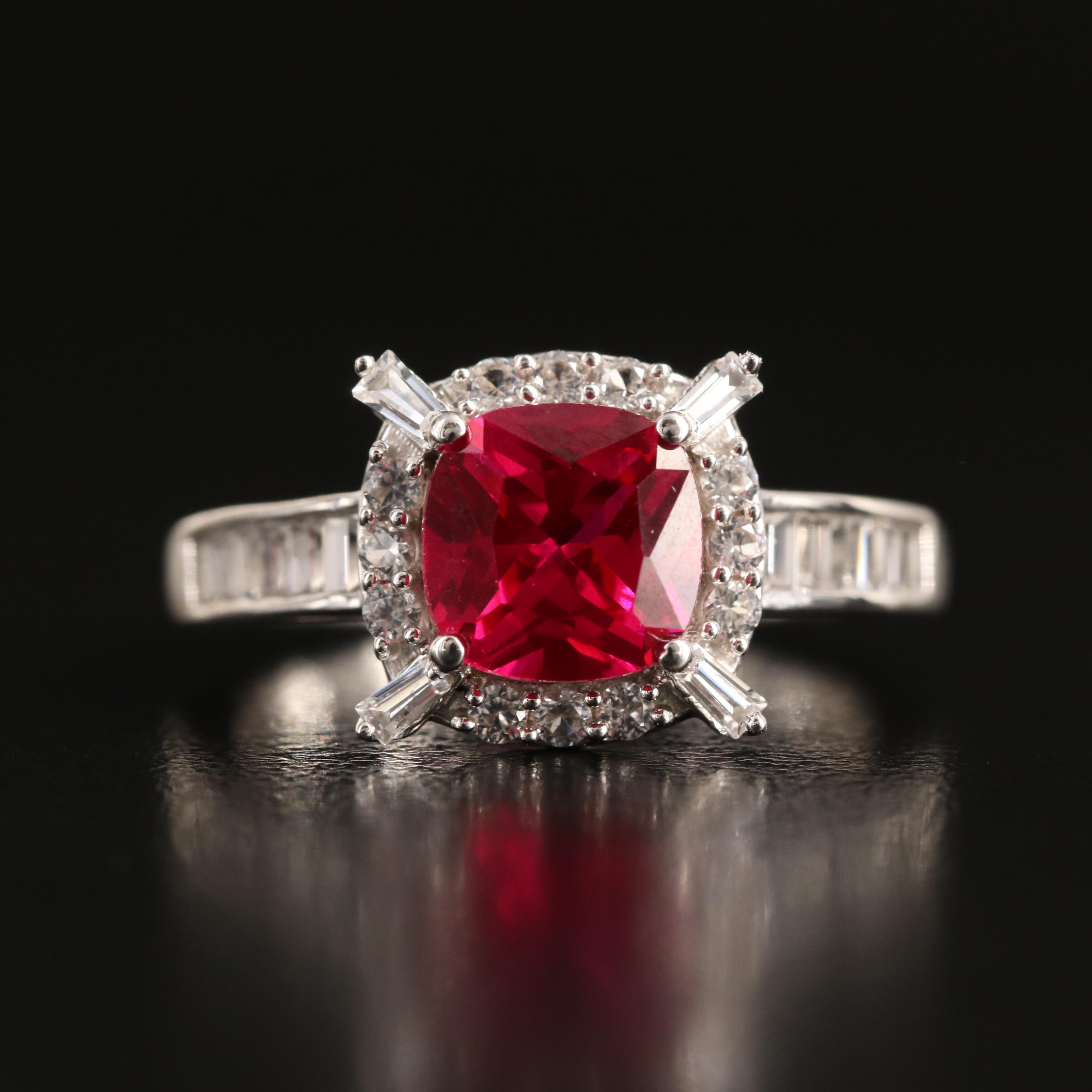 Sterling Ruby and White Sapphire Ring