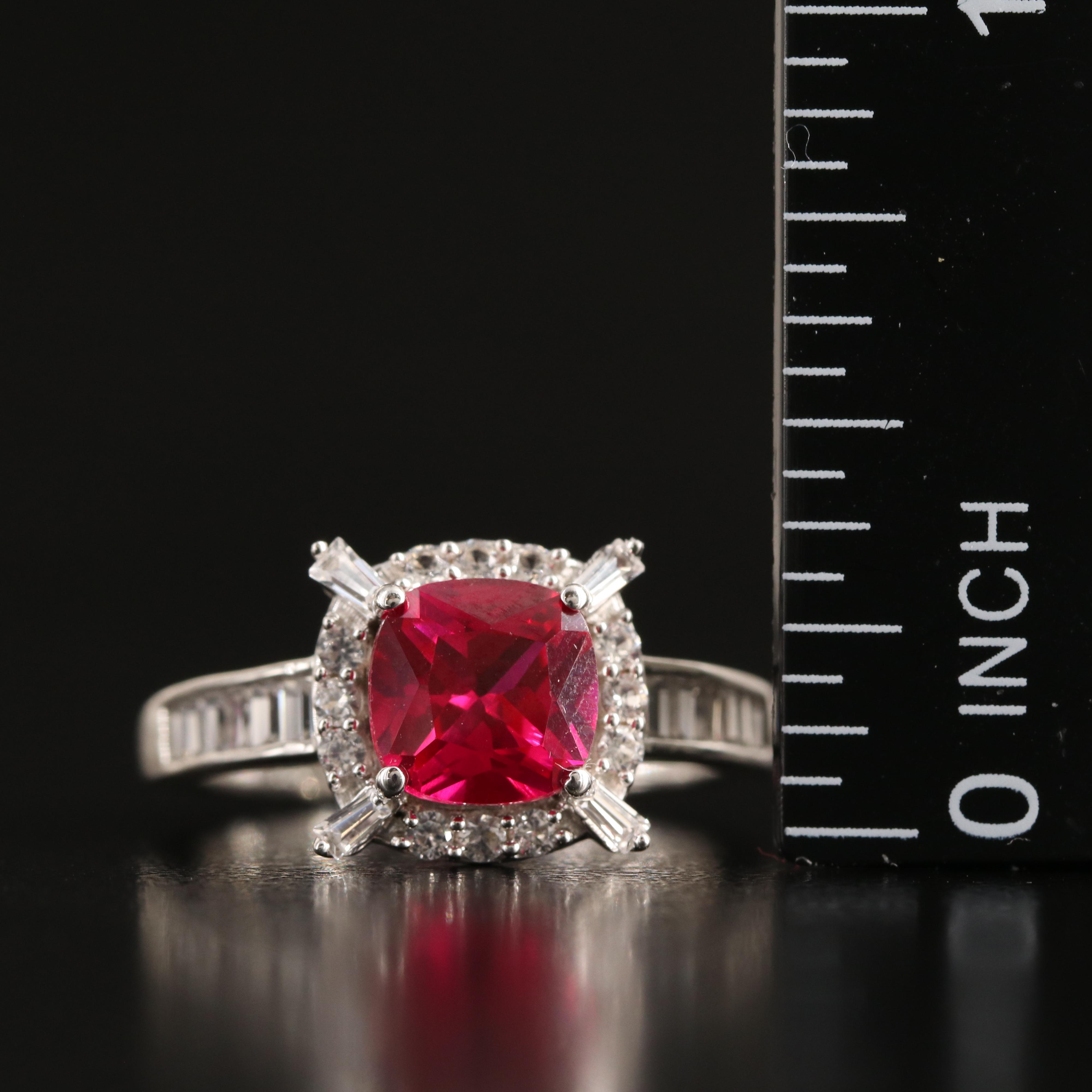 Sterling Ruby and White Sapphire Ring
