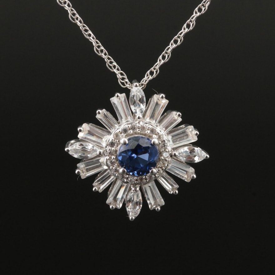 Sterling Sapphire Pendant Necklace