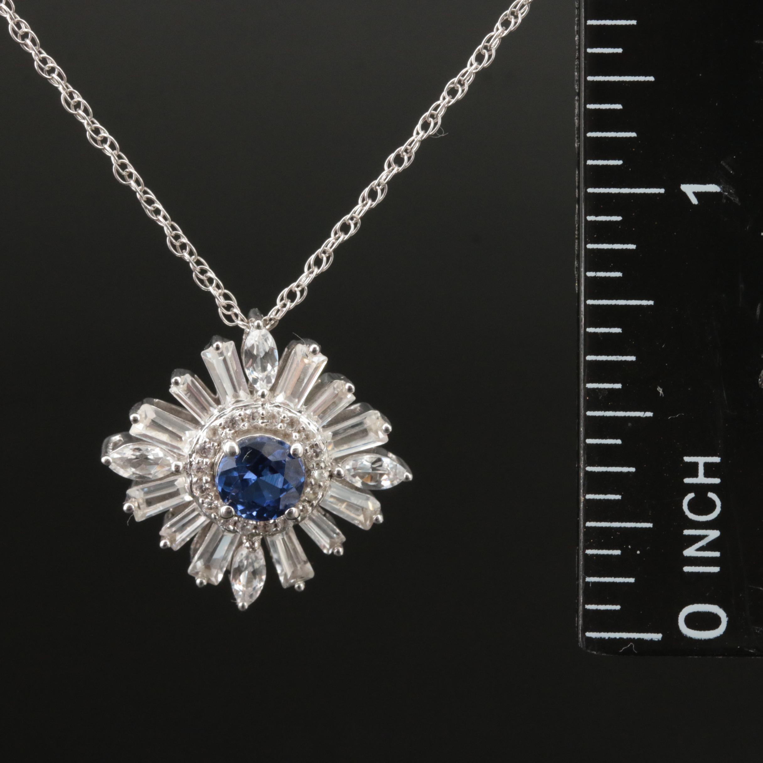 Sterling Sapphire Pendant Necklace
