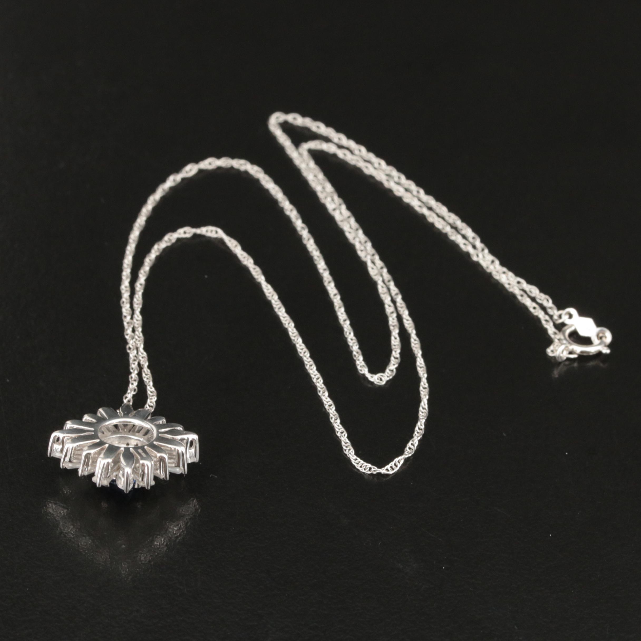 Sterling Sapphire Pendant Necklace