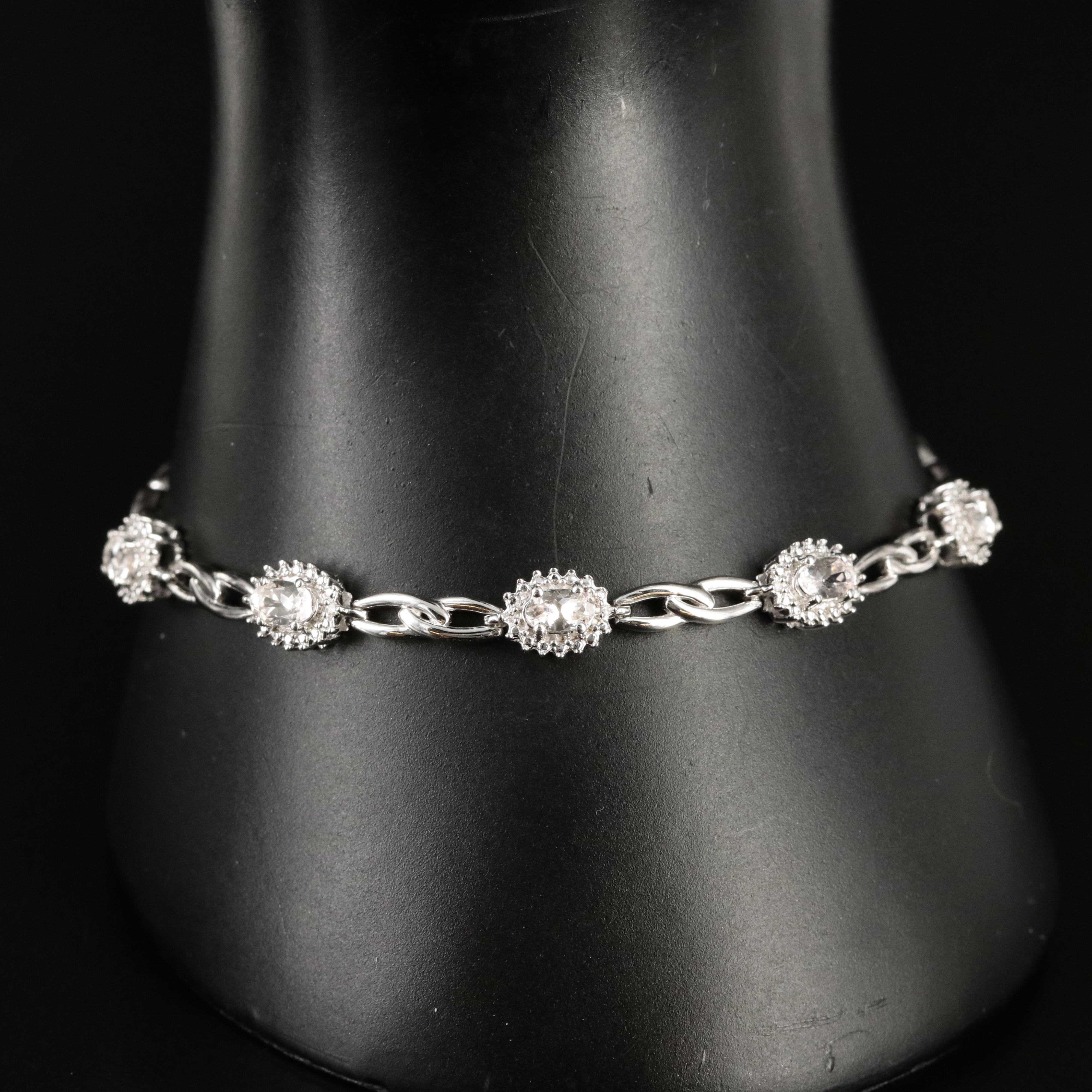 Sterling Morganite and Sapphire Bracelet