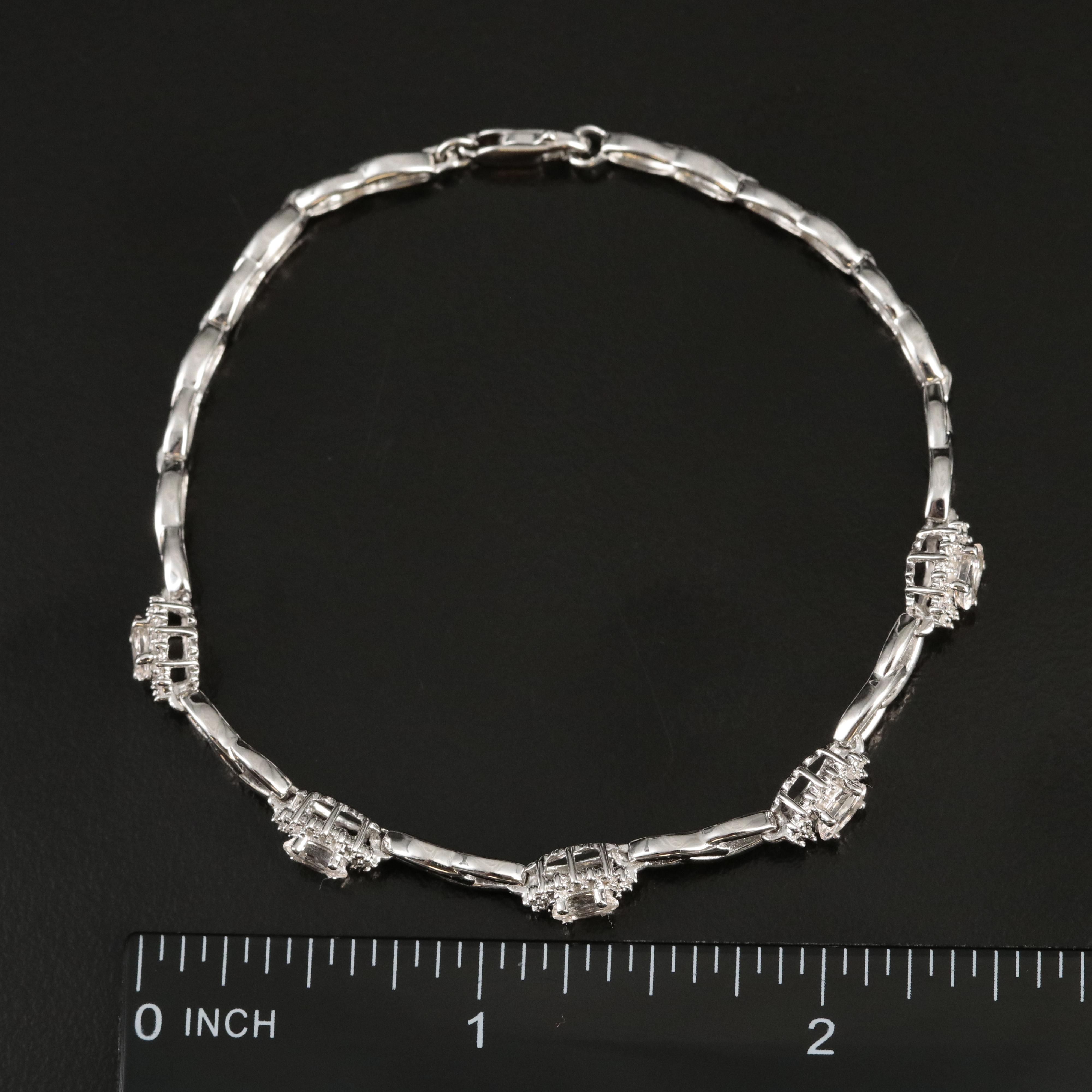 Sterling Morganite and Sapphire Bracelet