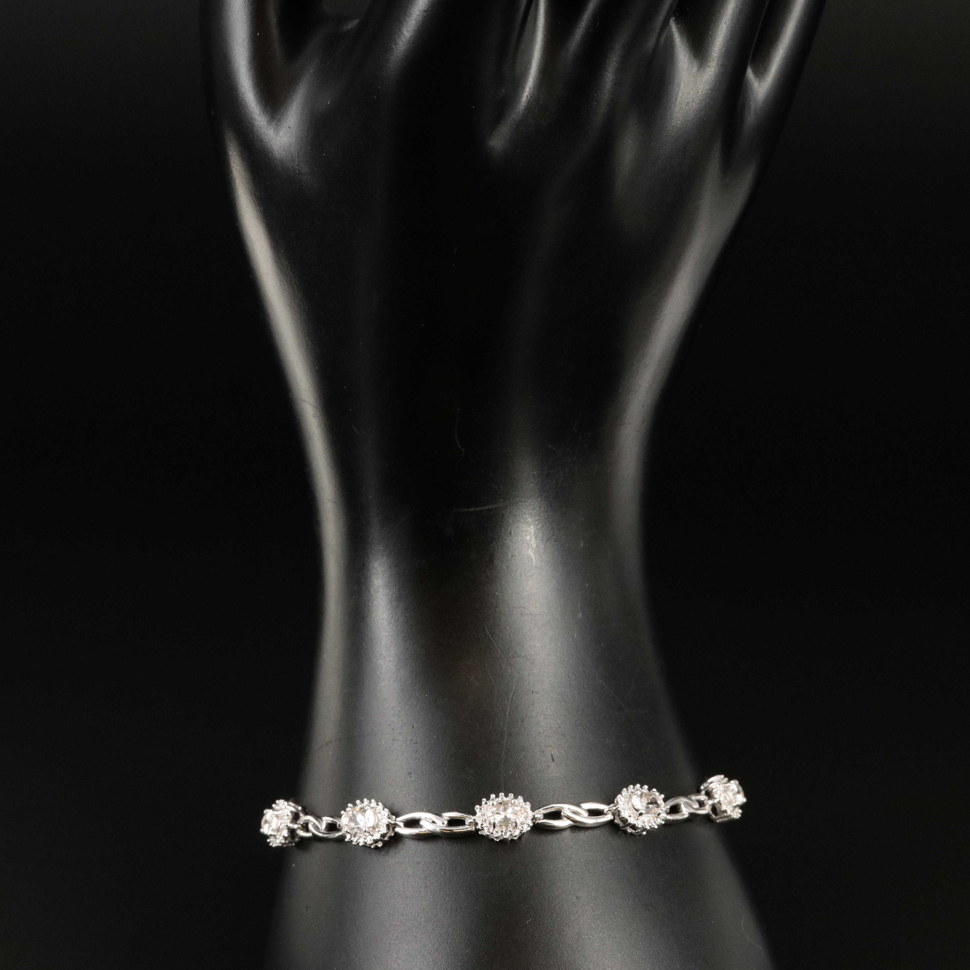 Sterling Morganite and Sapphire Bracelet