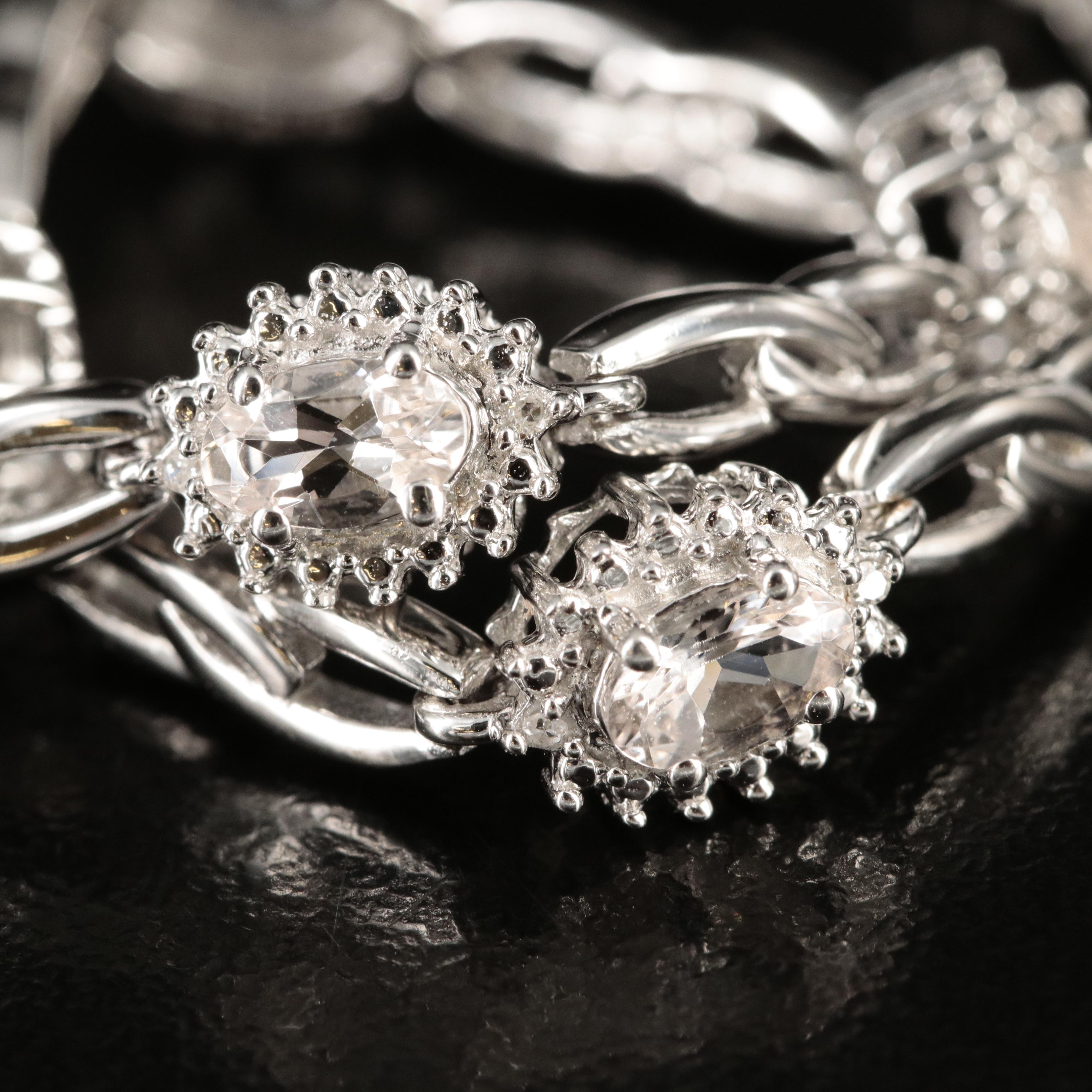 Sterling Morganite and Sapphire Bracelet