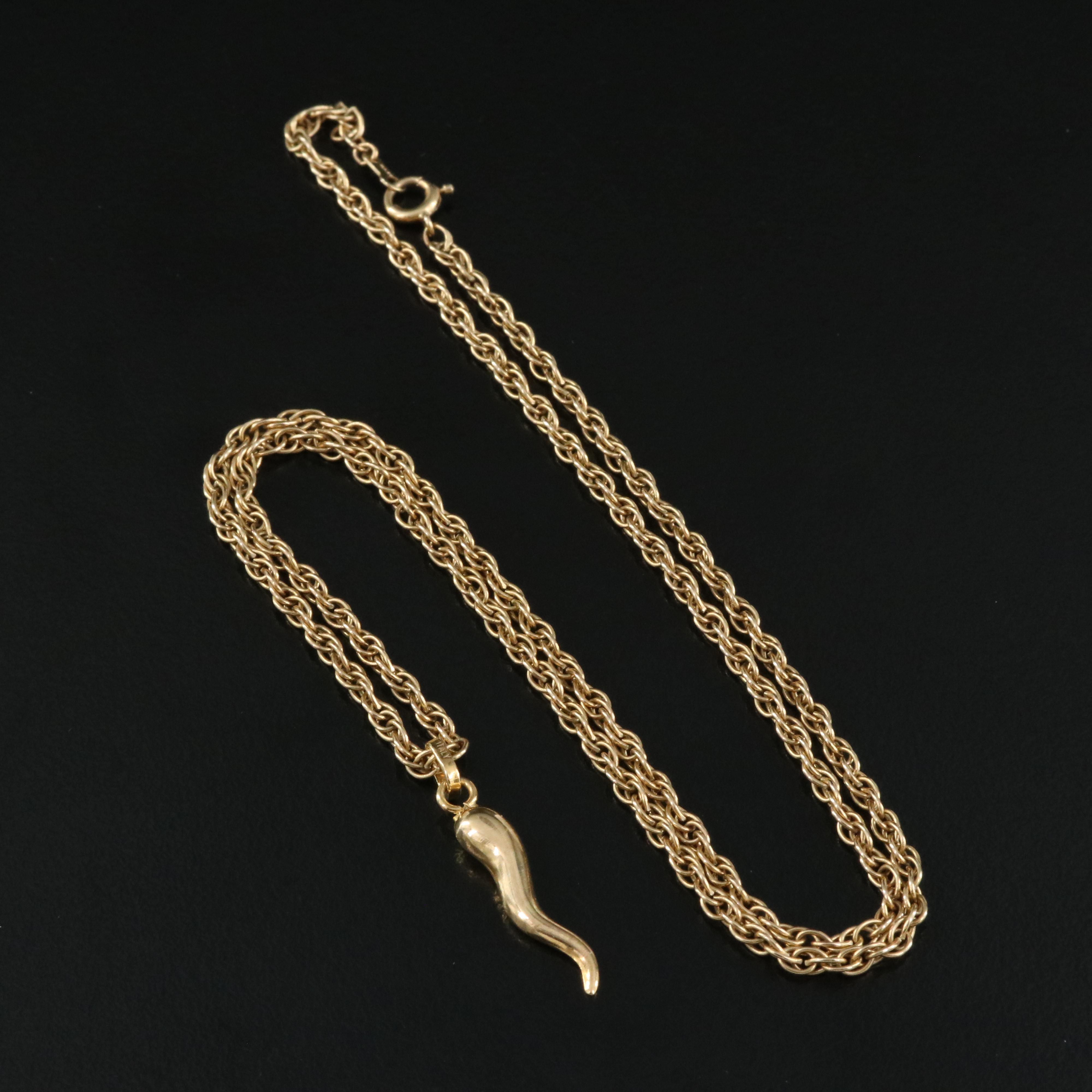 14K Cornicello Pendant Necklace