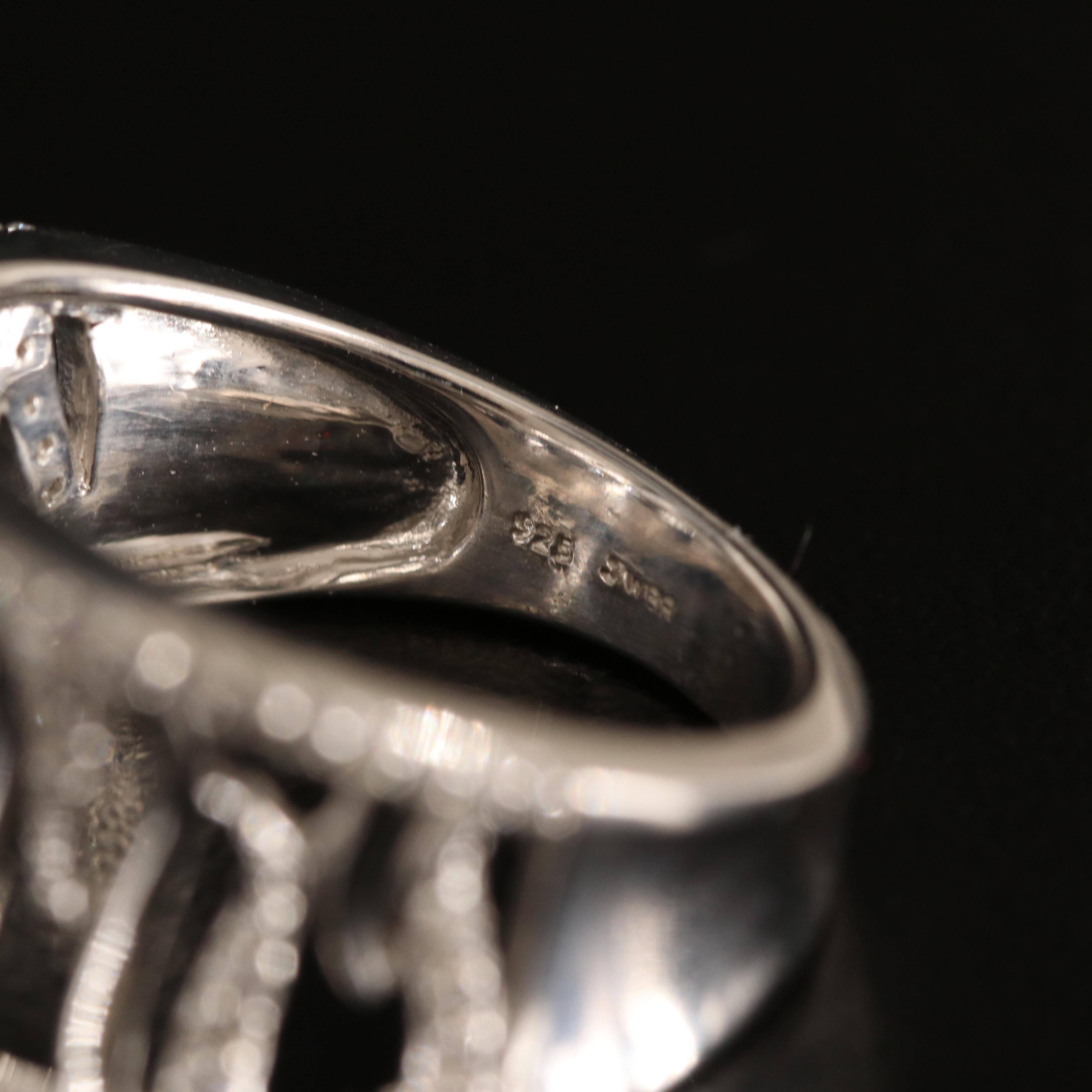 Sterling Cubic Zirconia Concave Ring