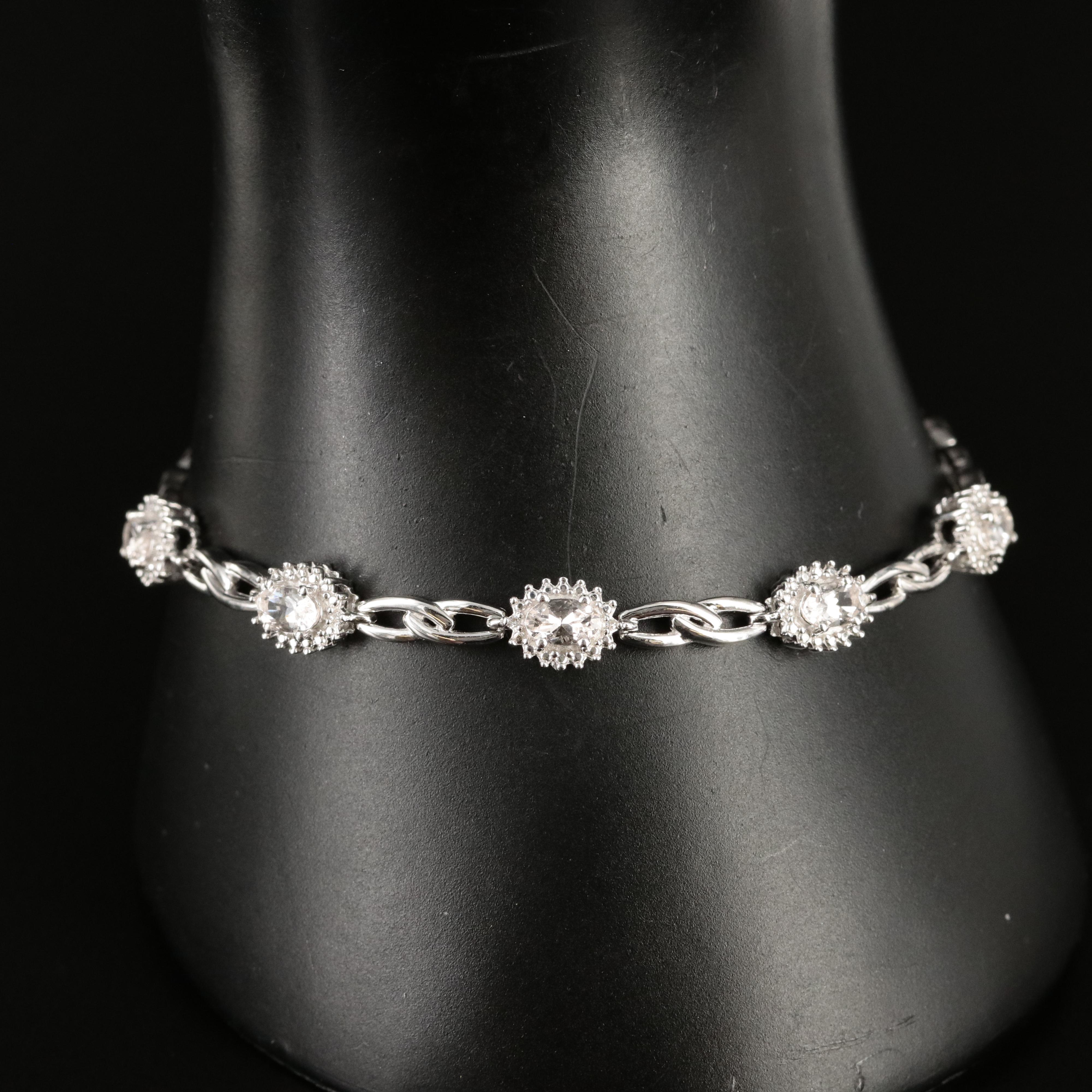 Sterling Morganite and Diamond Bracelet