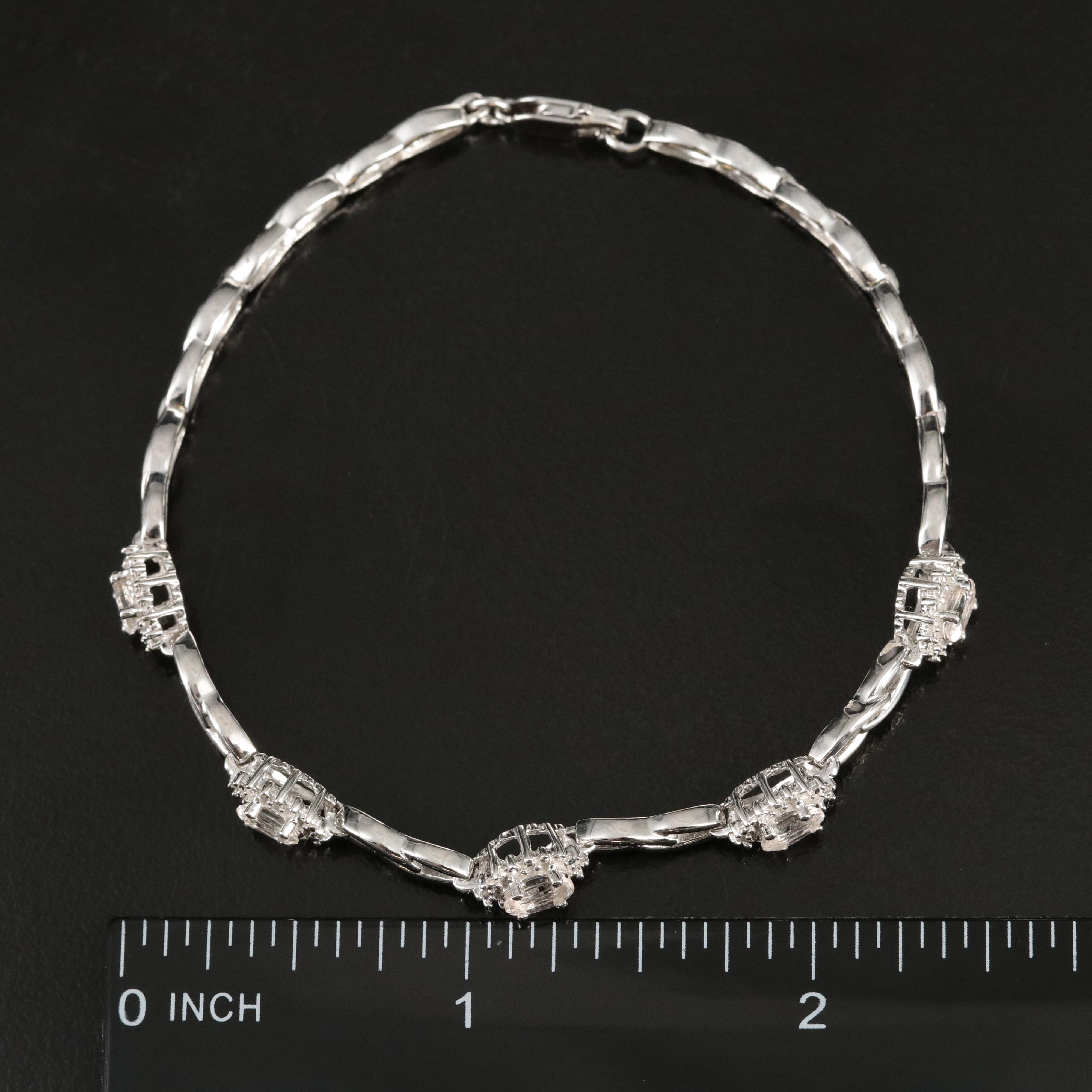 Sterling Morganite and Diamond Bracelet