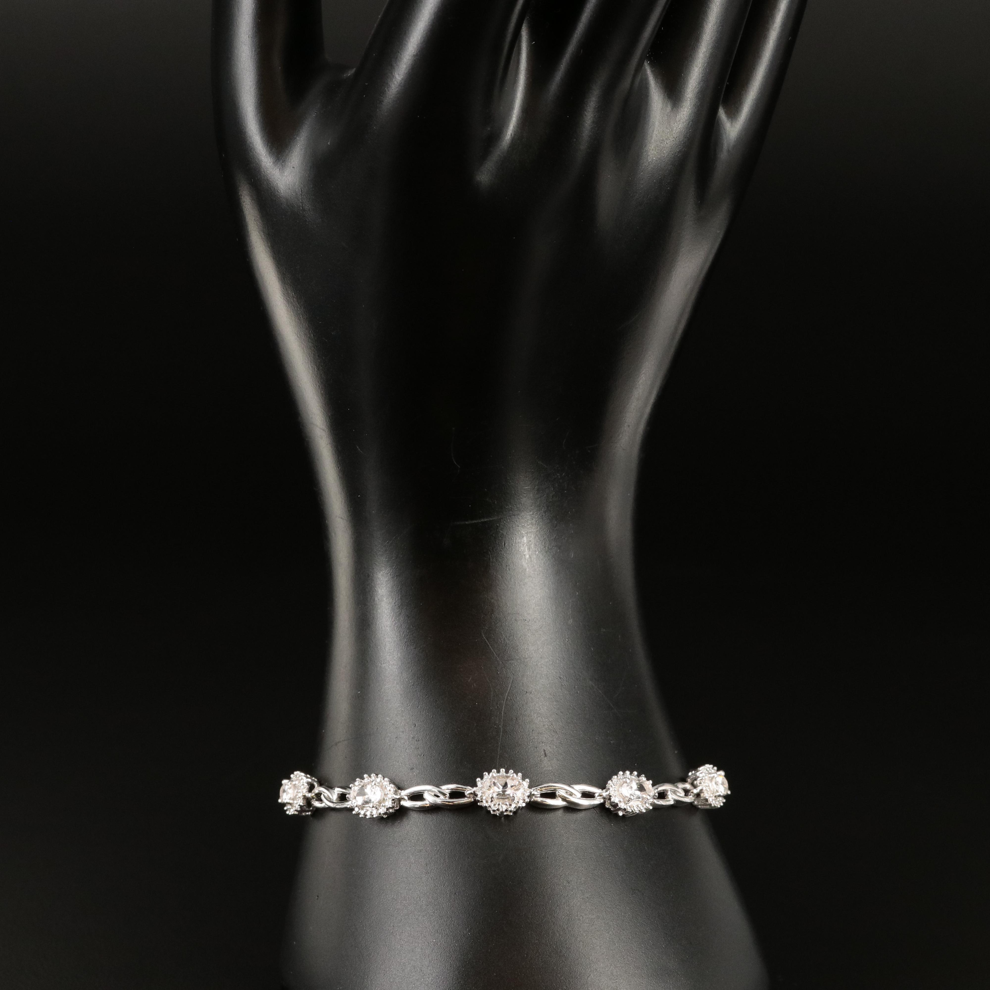 Sterling Morganite and Diamond Bracelet