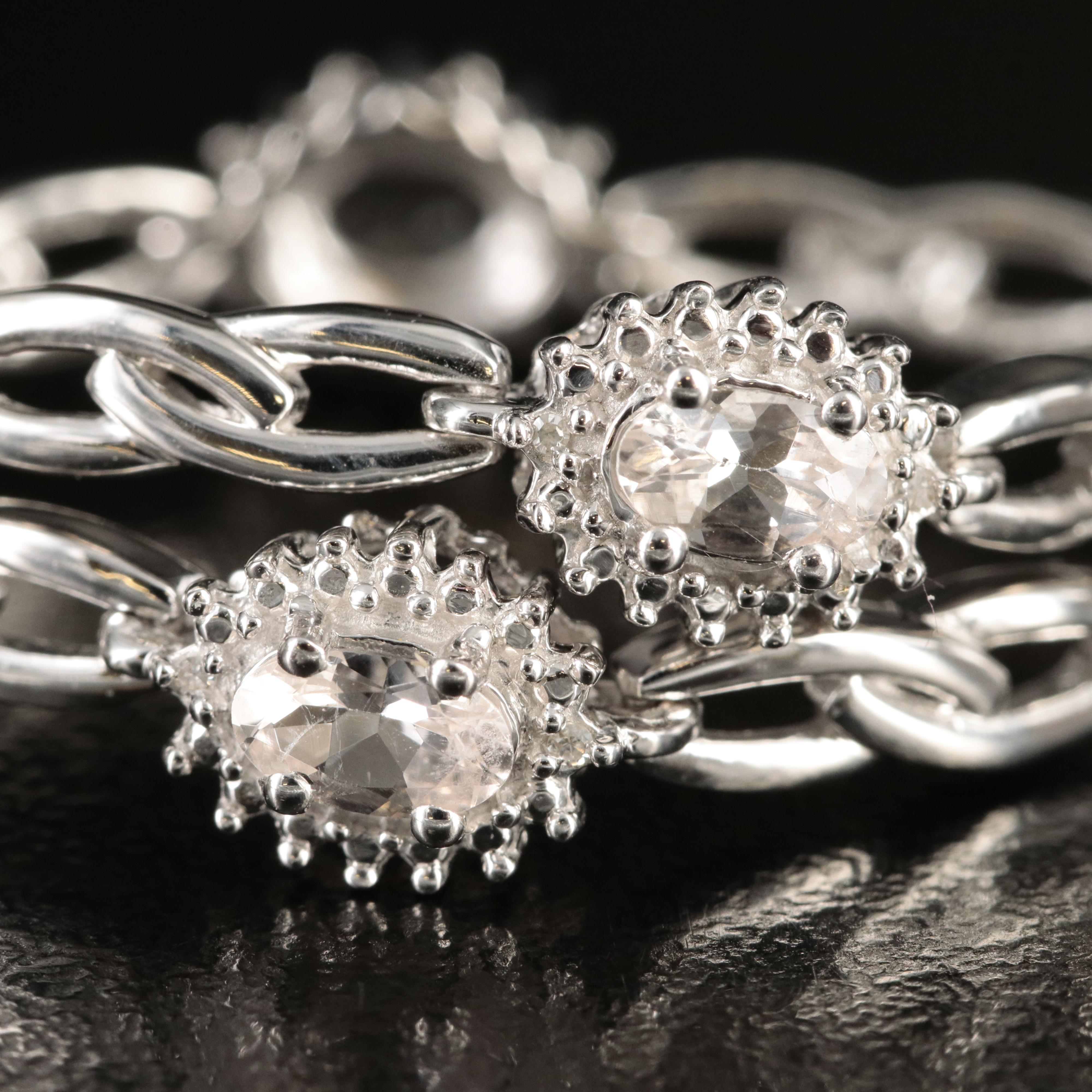 Sterling Morganite and Diamond Bracelet