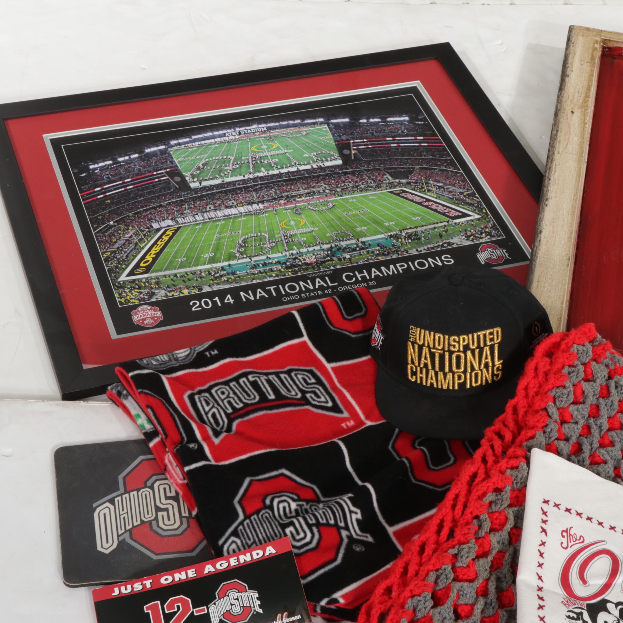 Ohio State Buckeyes Memorabilia Featuring Wall Hangings, Blankets, and More