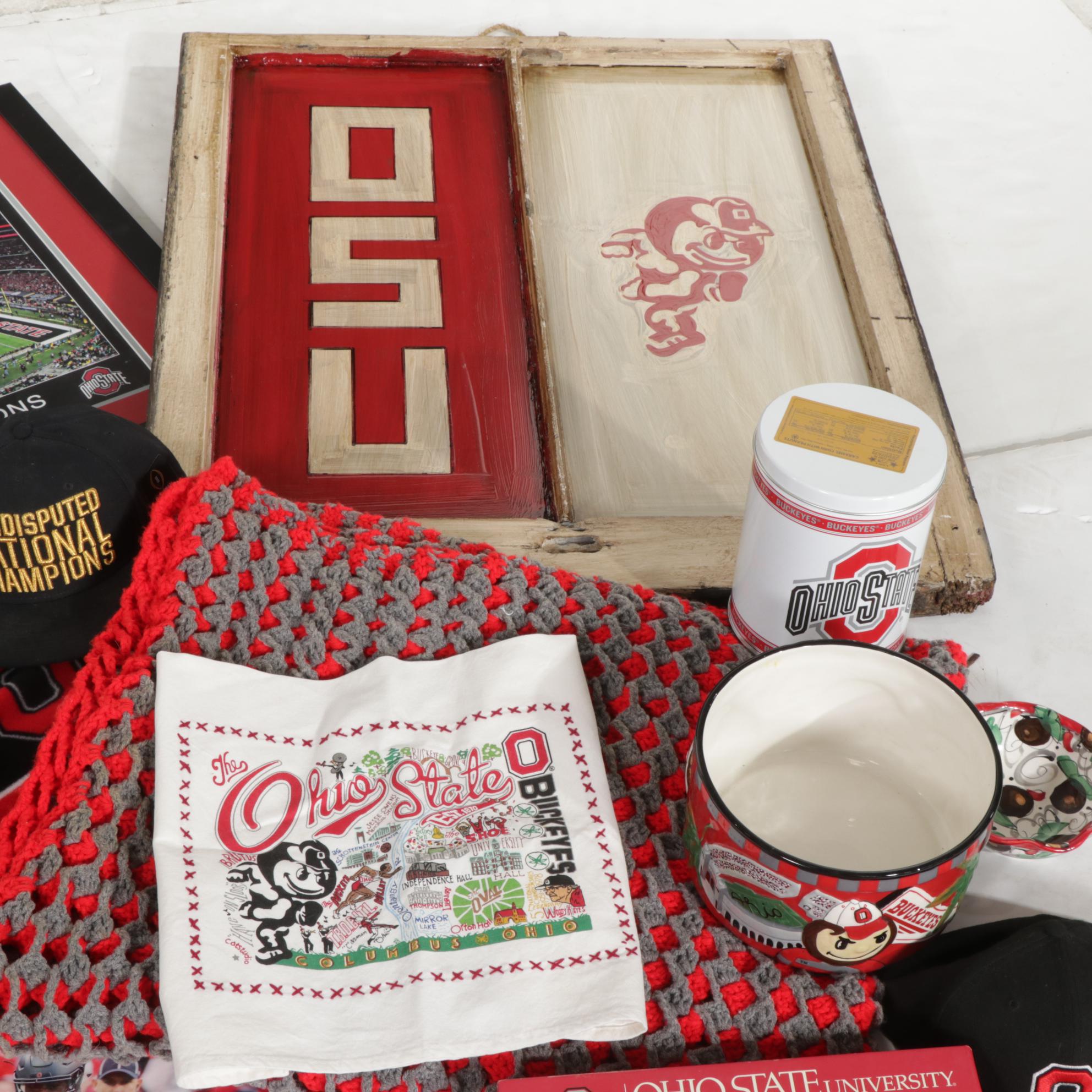 Ohio State Buckeyes Memorabilia Featuring Wall Hangings, Blankets, and More