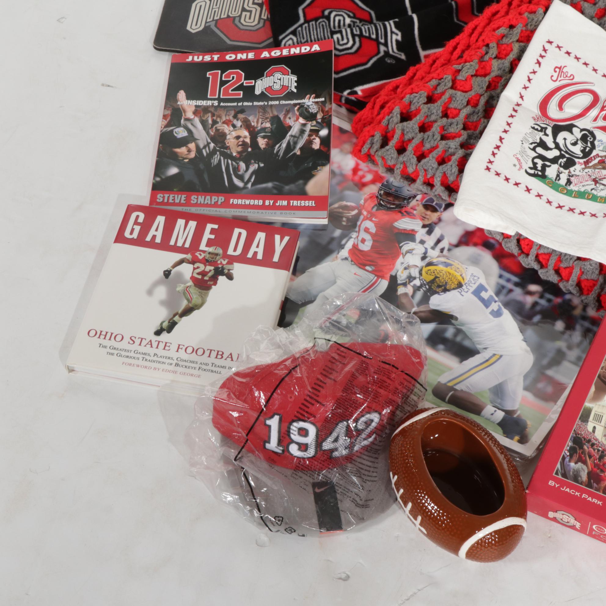 Ohio State Buckeyes Memorabilia Featuring Wall Hangings, Blankets, and More