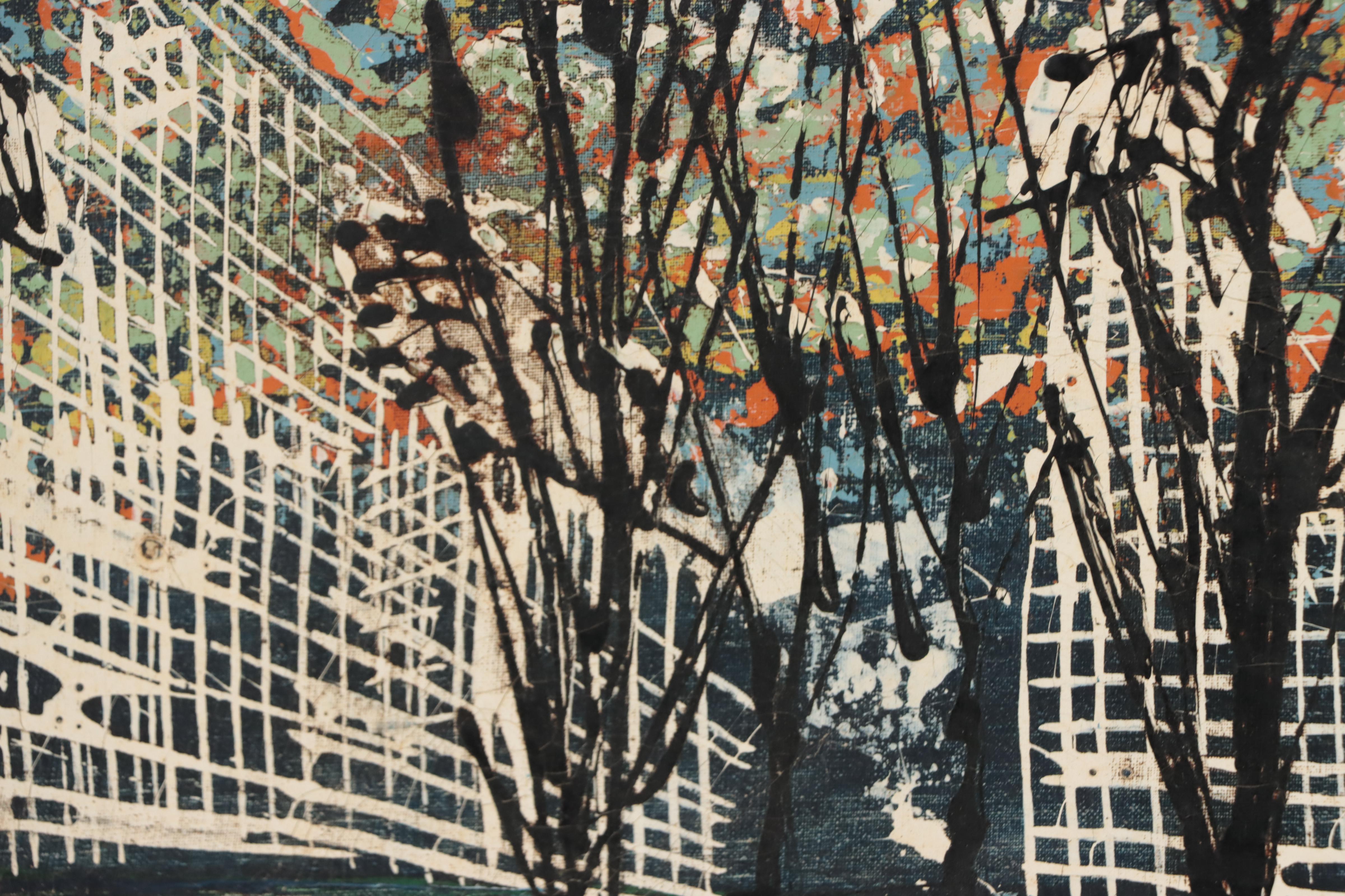 Raymond Dominique Sfax Oil Painting of City Park Landscape