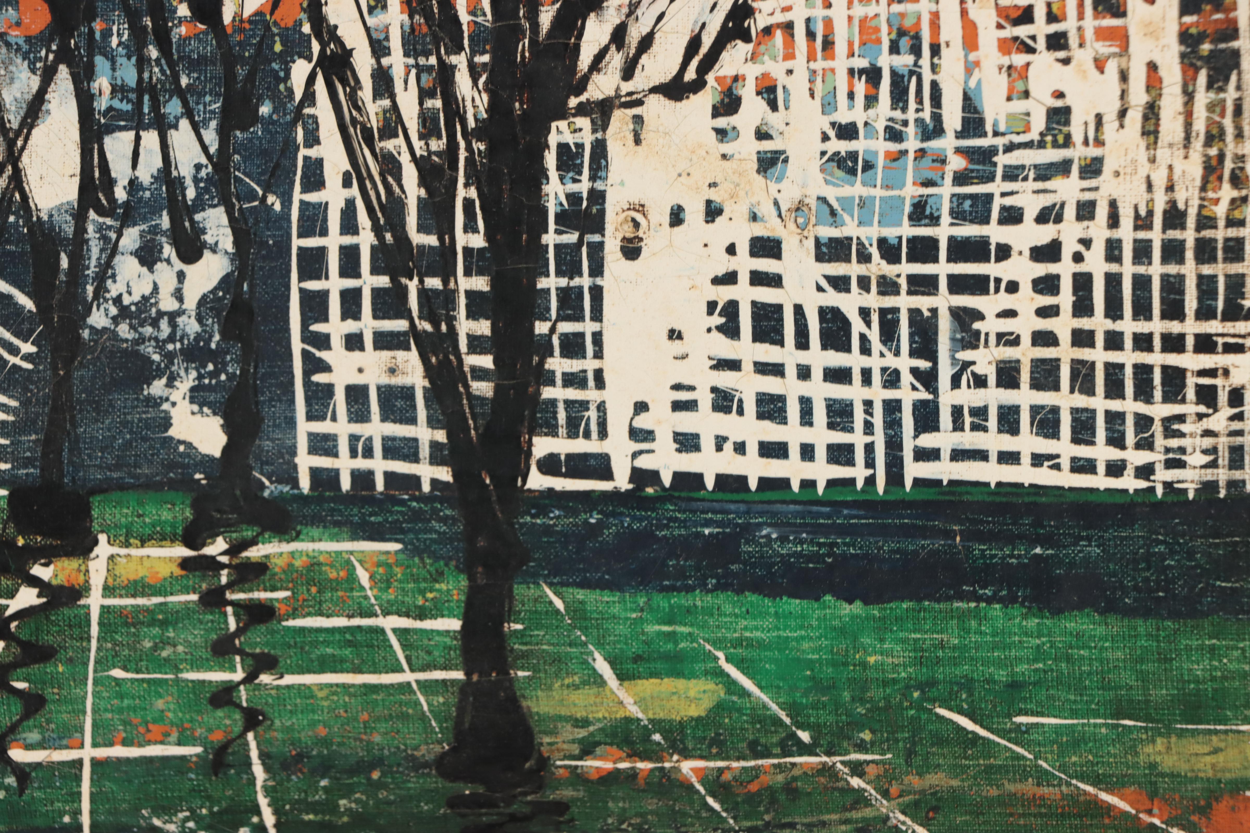 Raymond Dominique Sfax Oil Painting of City Park Landscape