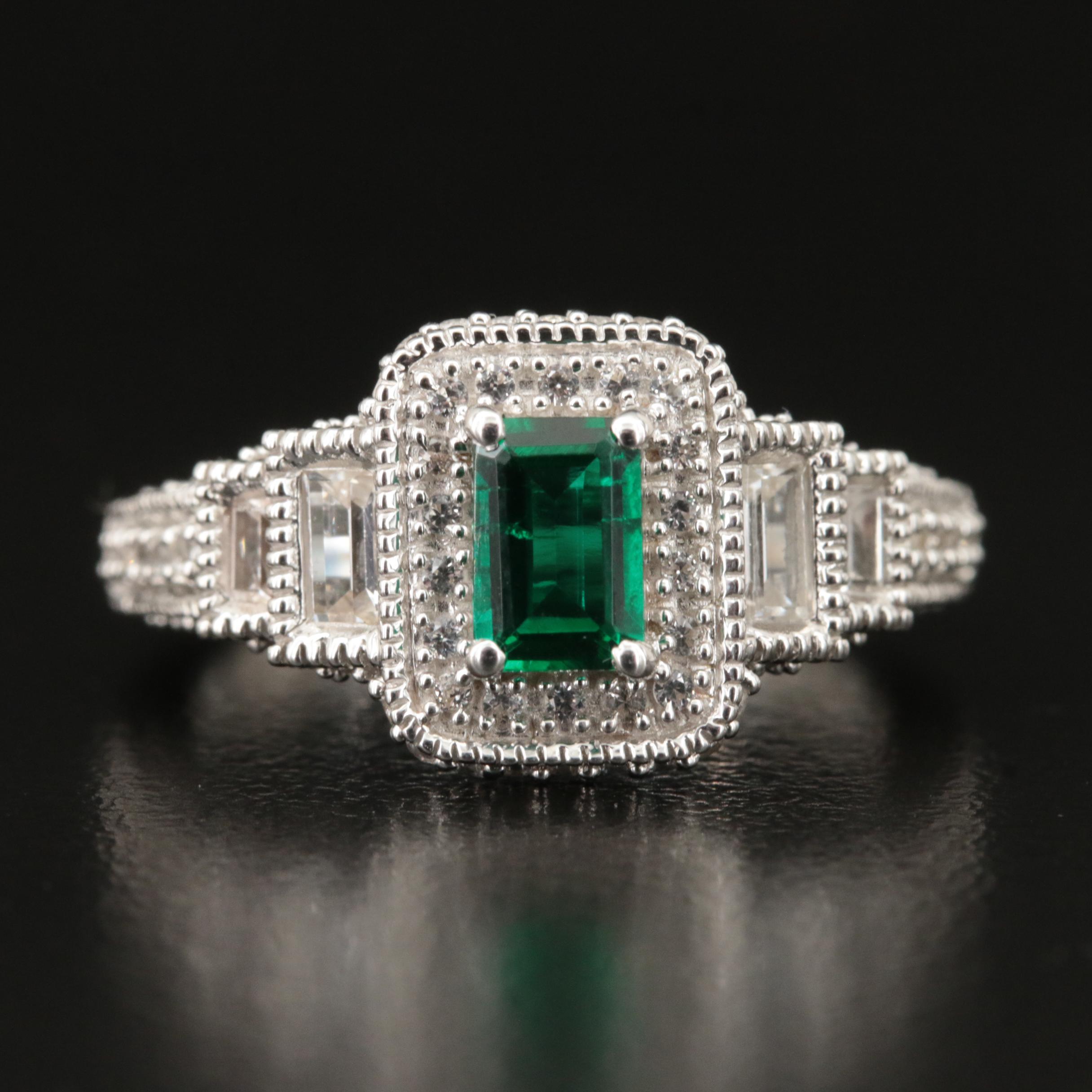 Sterling Emerald and Sapphire Ring