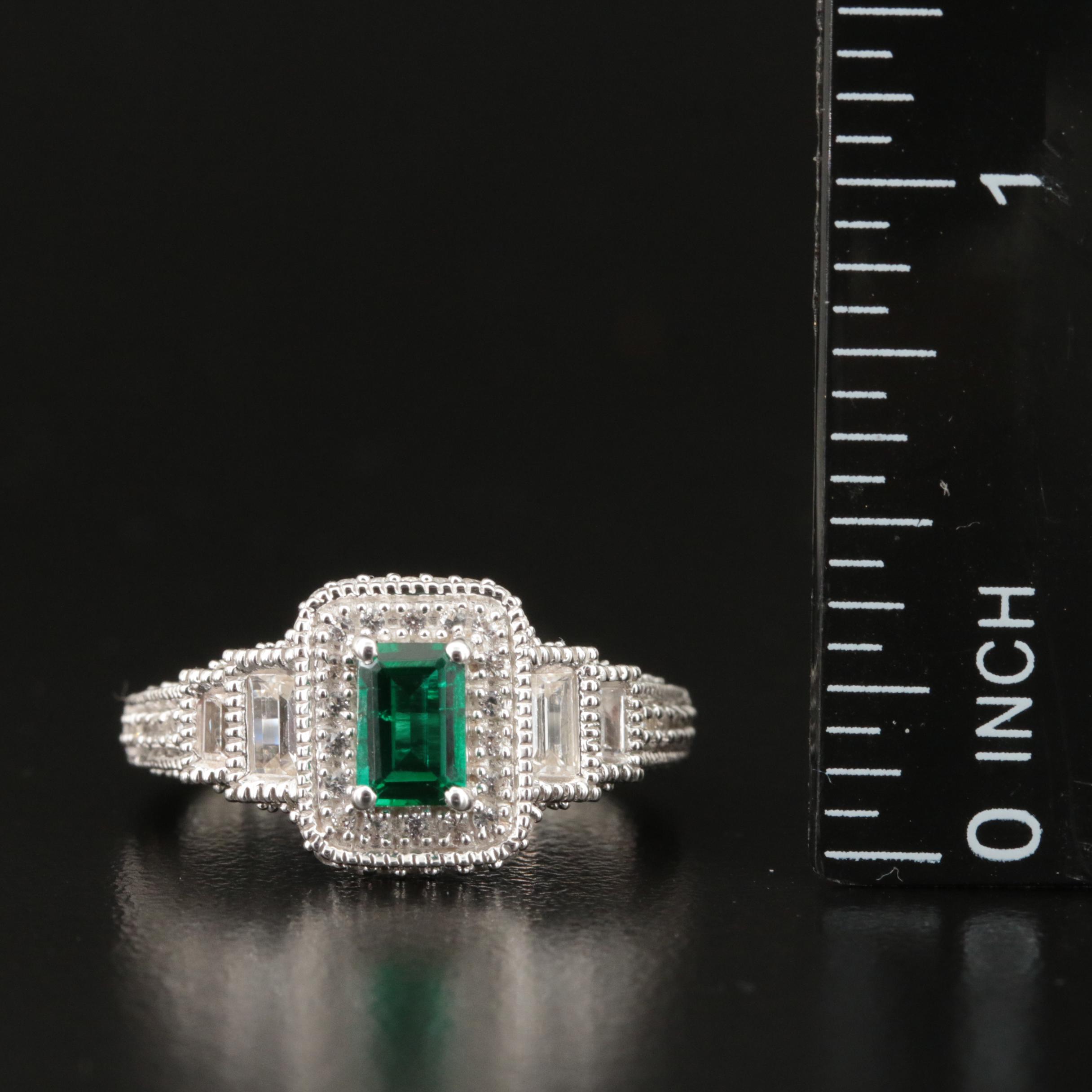 Sterling Emerald and Sapphire Ring