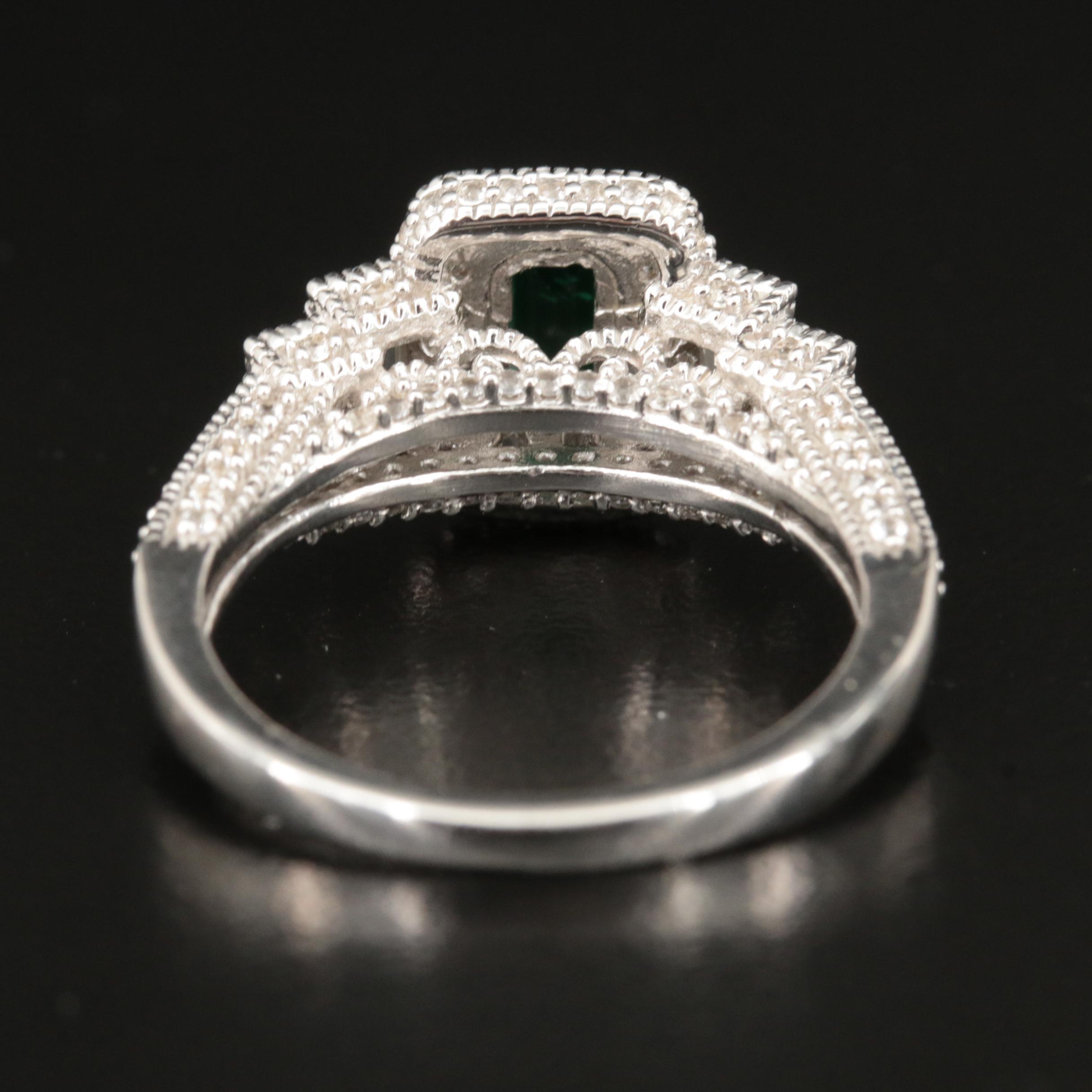 Sterling Emerald and Sapphire Ring