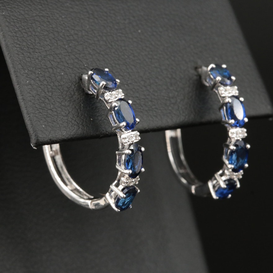 Sterling Sapphire Hoop Earrings