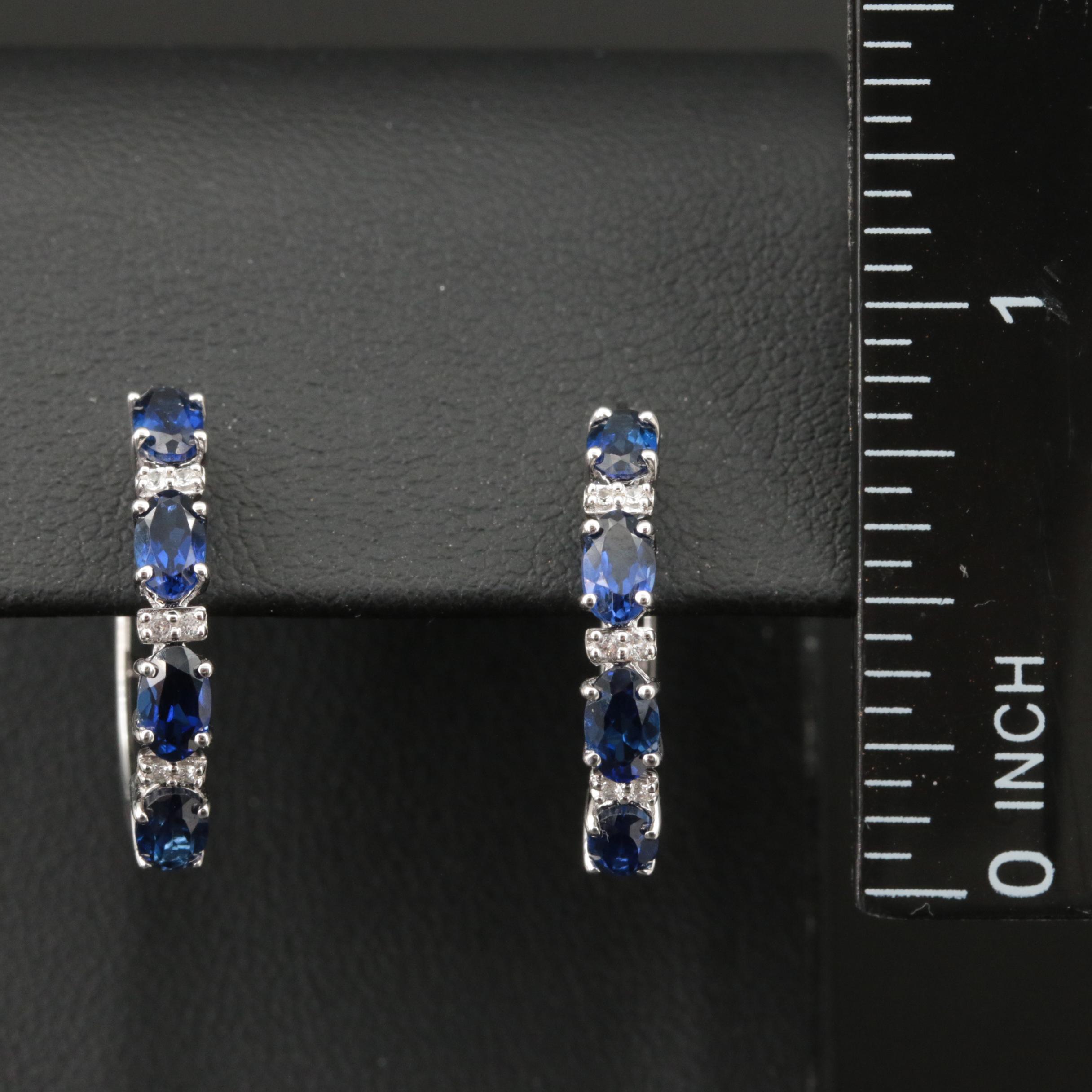 Sterling Sapphire Hoop Earrings