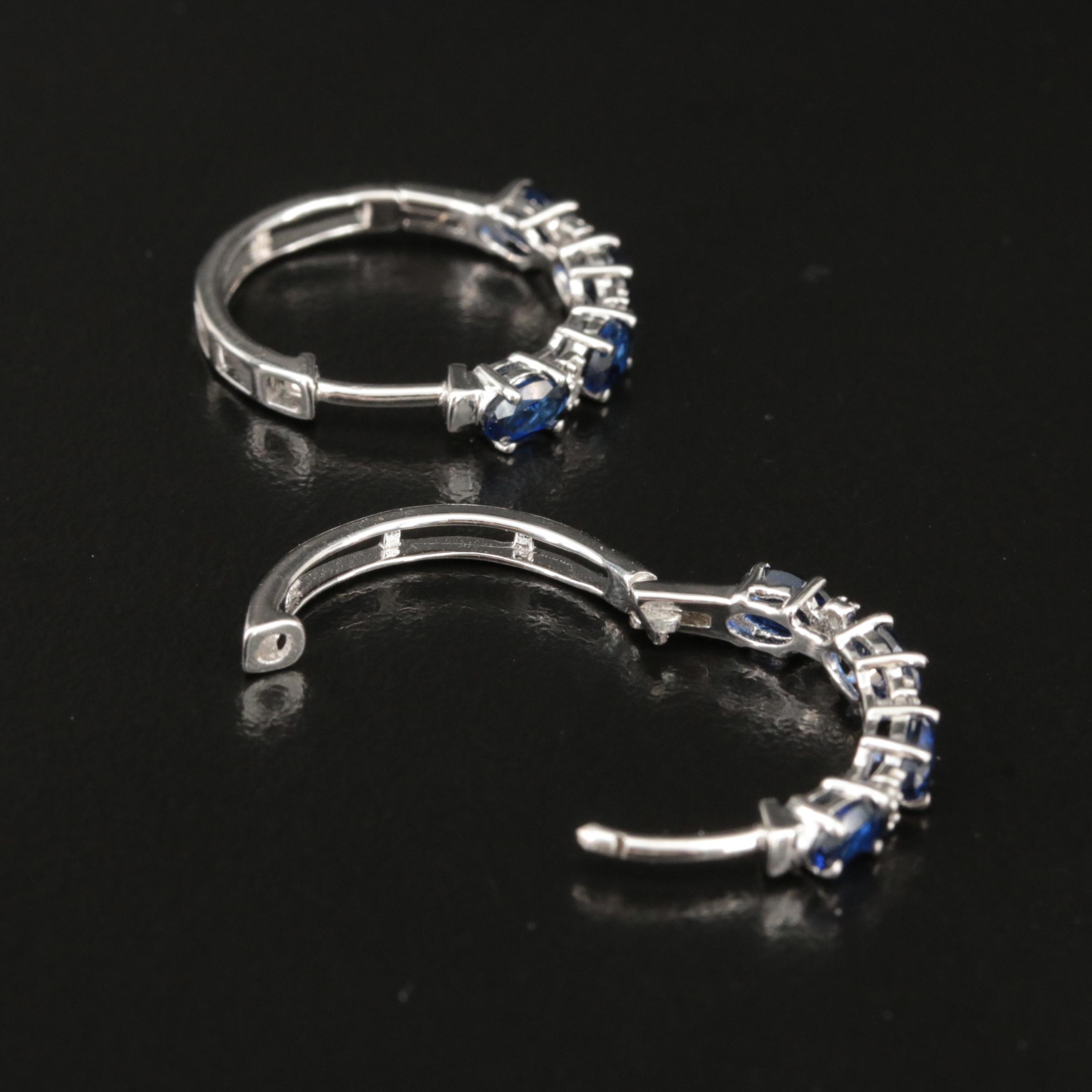 Sterling Sapphire Hoop Earrings