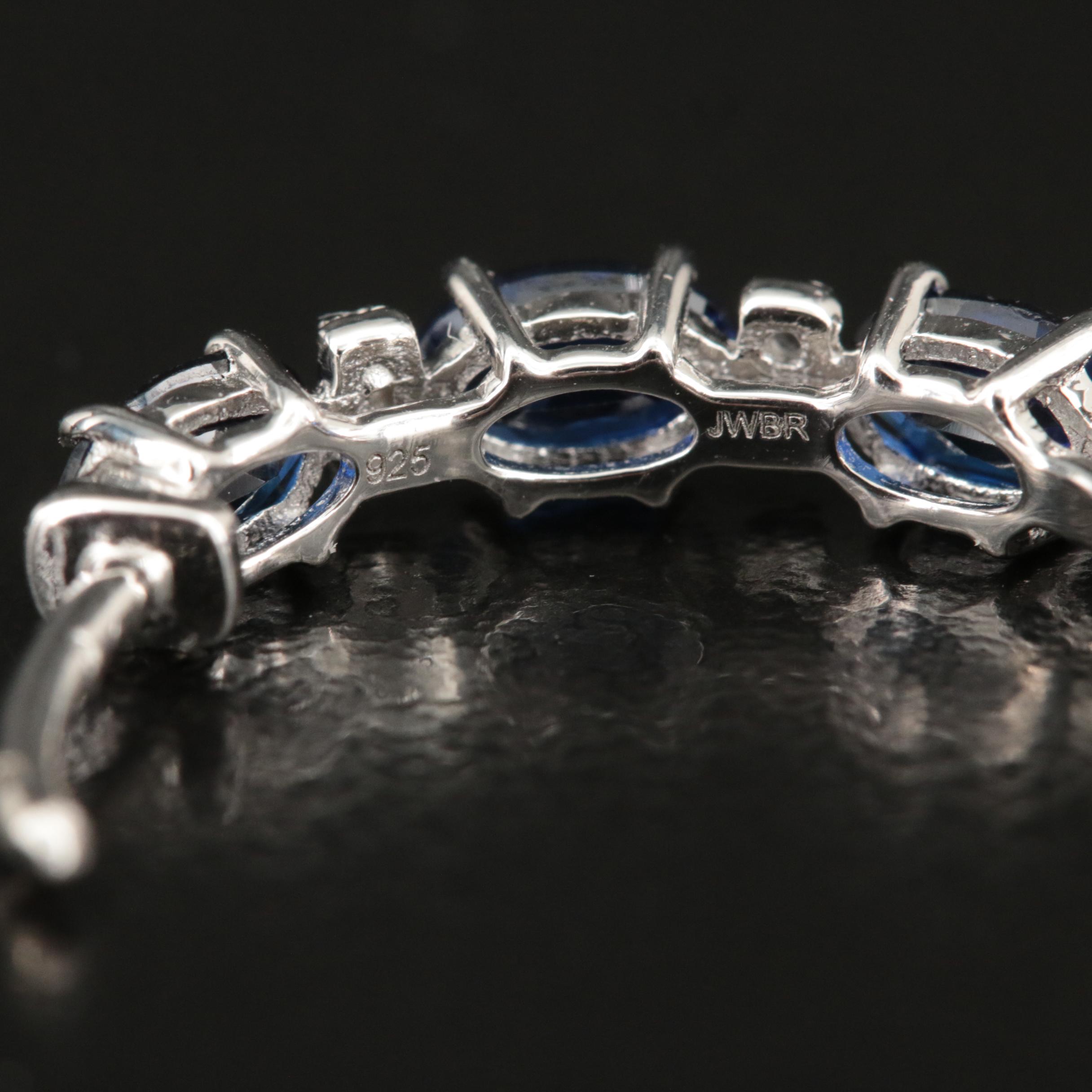 Sterling Sapphire Hoop Earrings