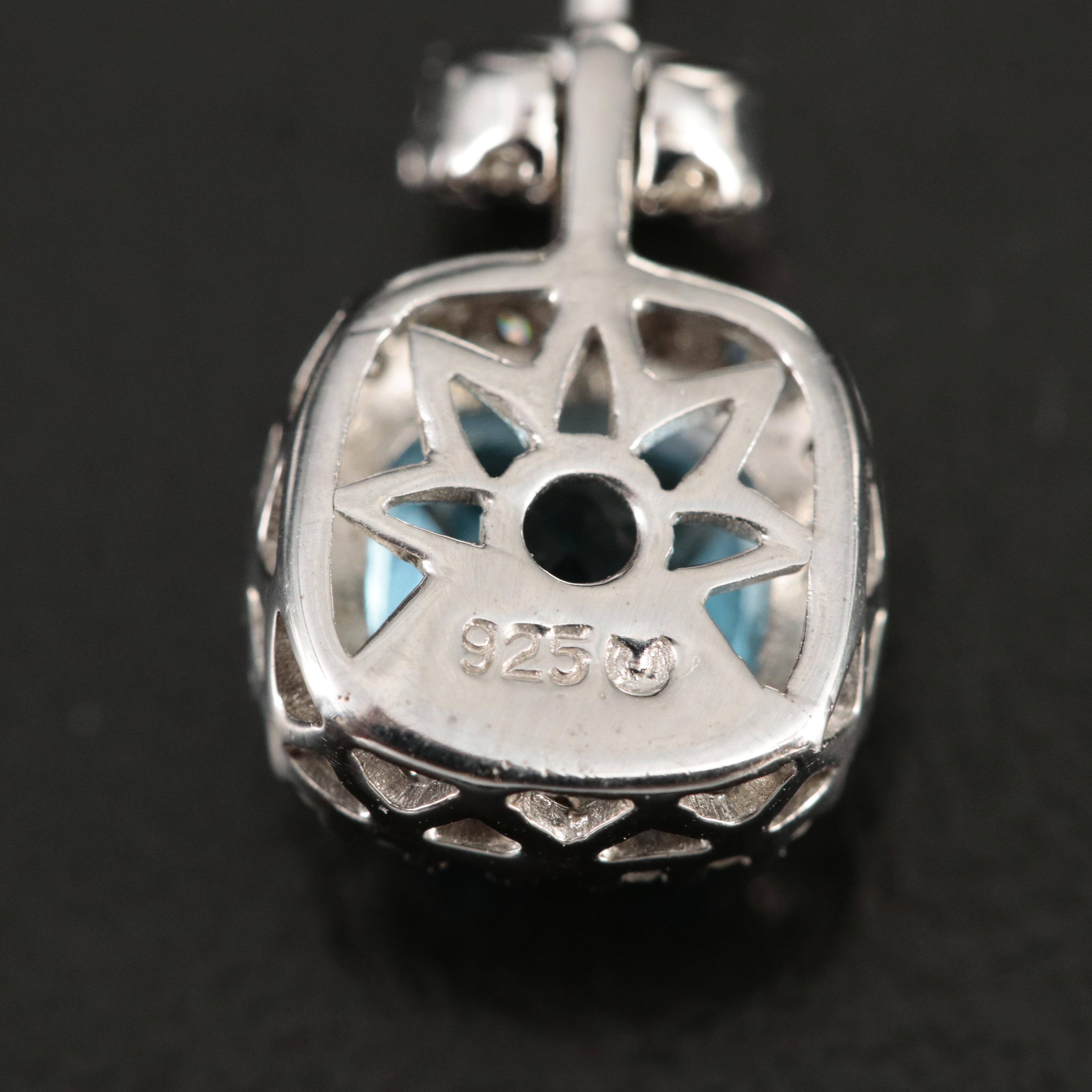 Sterling Swiss Blue Topaz and Diamond Earrings