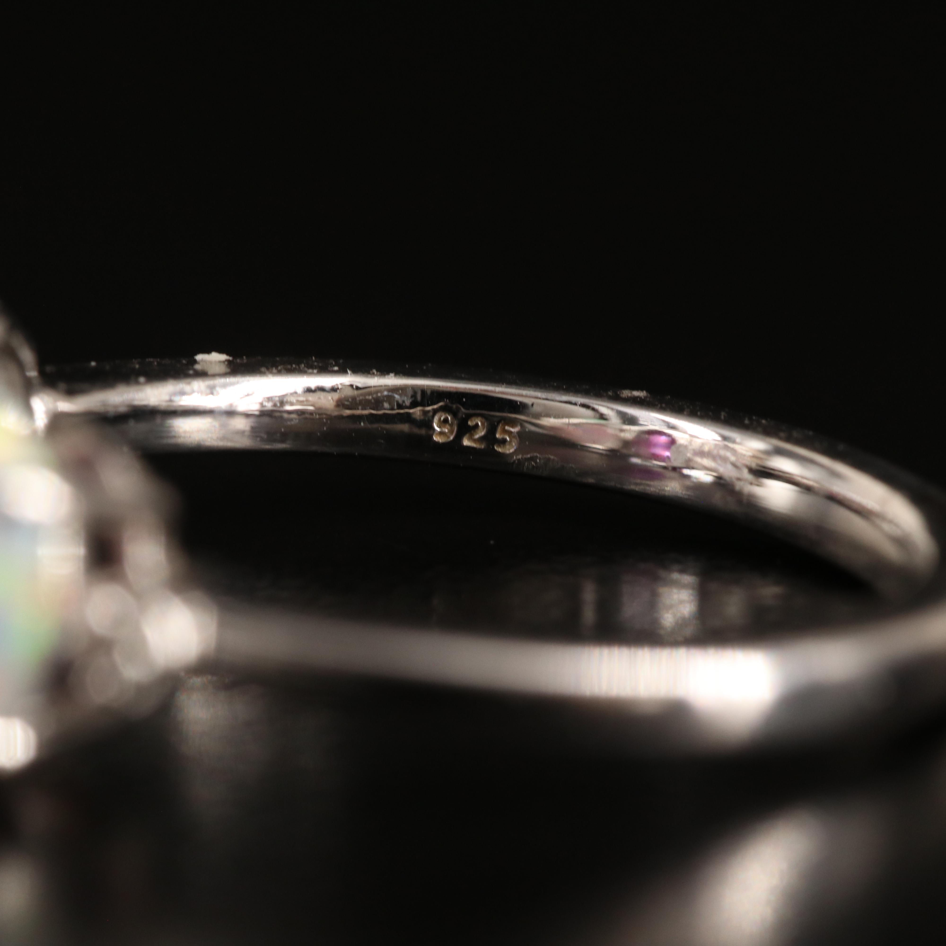 Sterling Sapphire and Opal Ring