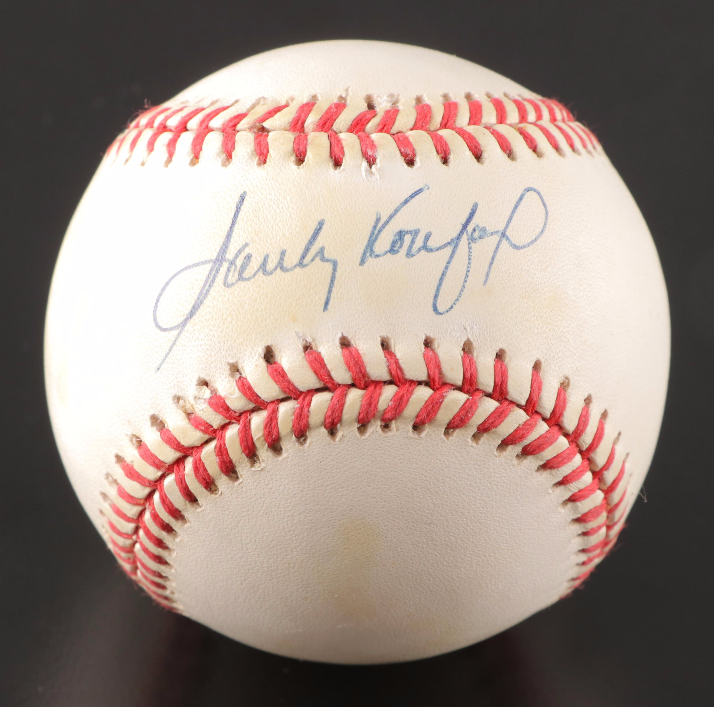 Sandy Koufax and Don Drysdale Signed Baseballs in Dodgers Display Case