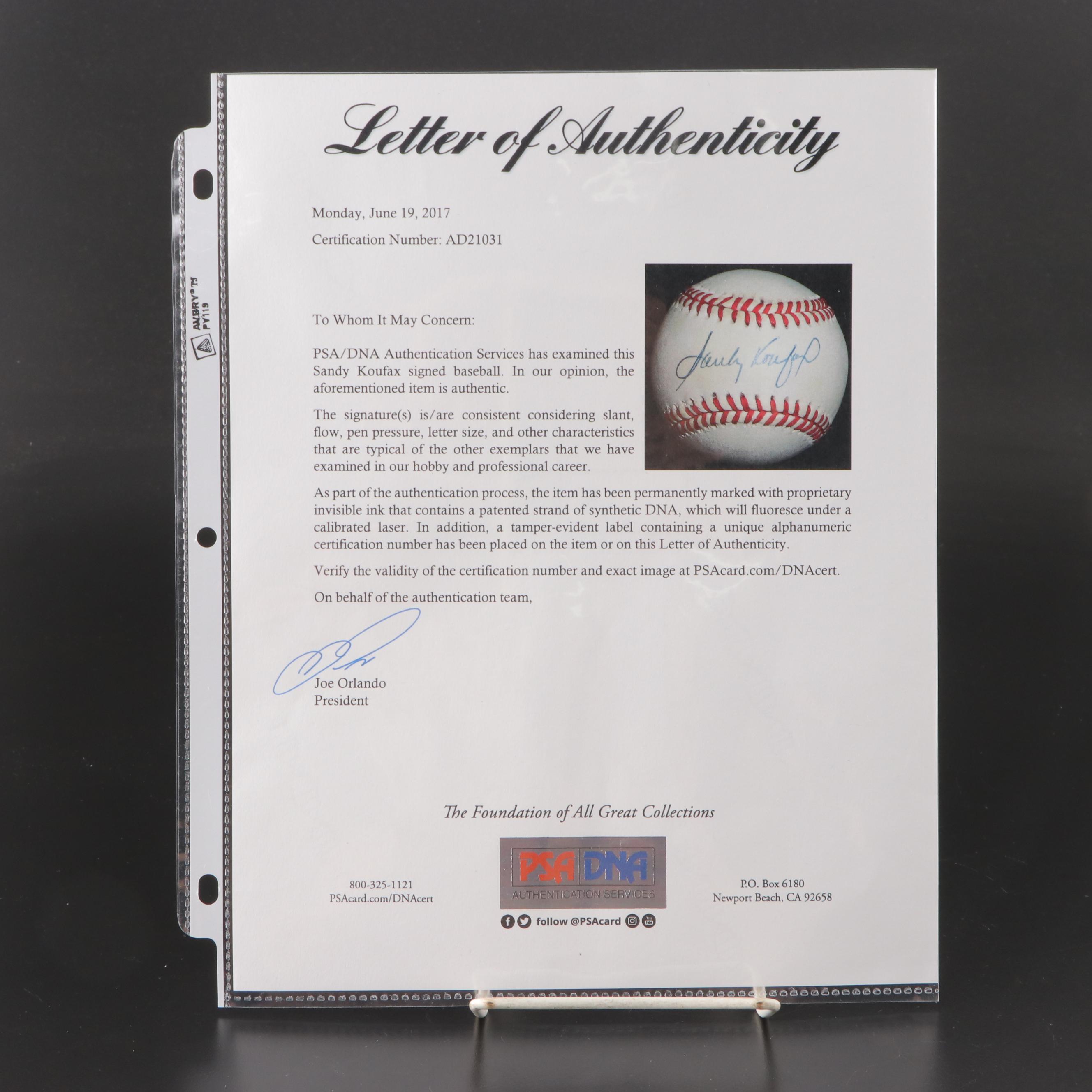 Sandy Koufax and Don Drysdale Signed Baseballs in Dodgers Display Case