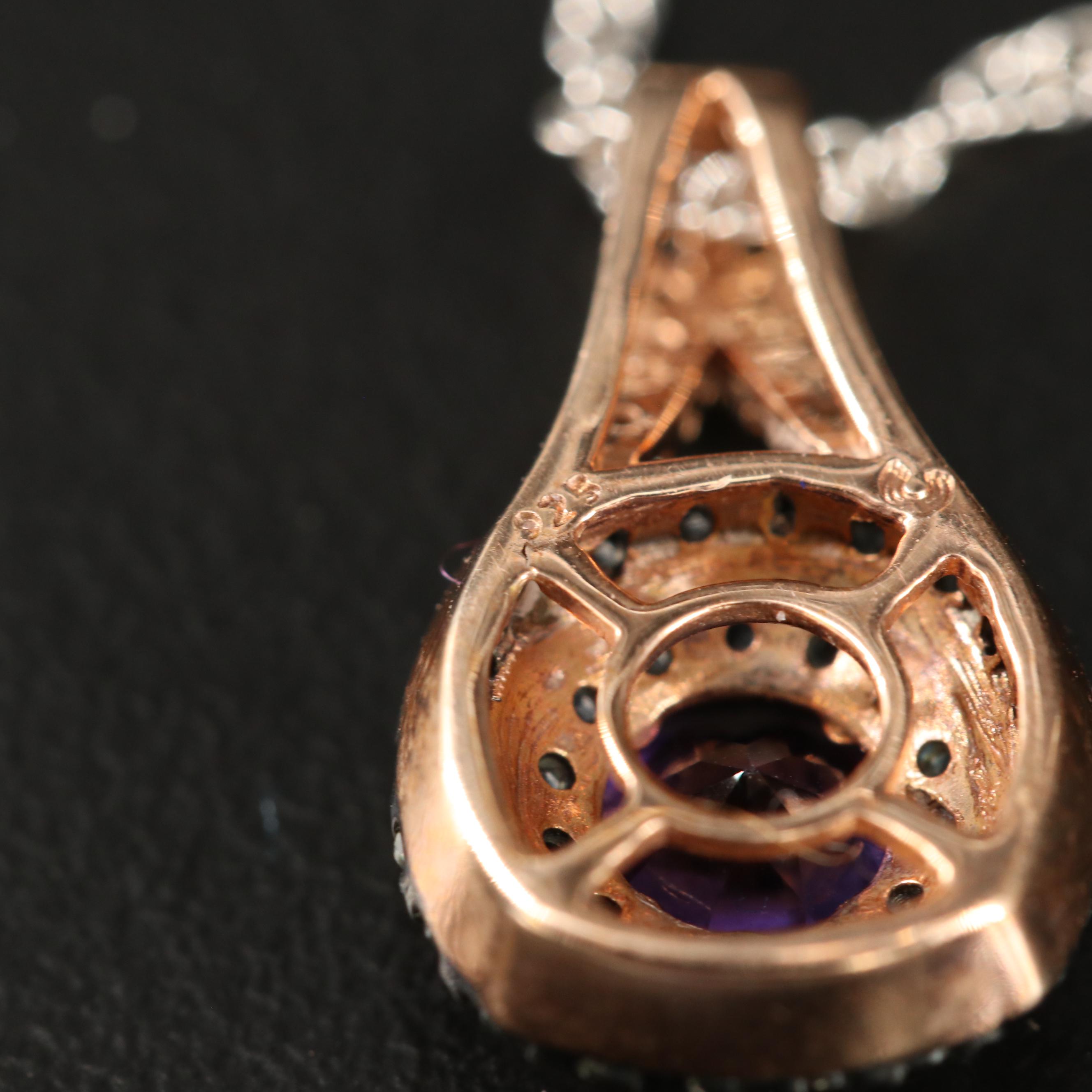 Amethyst and Topaz Pendant Necklace in Sterling