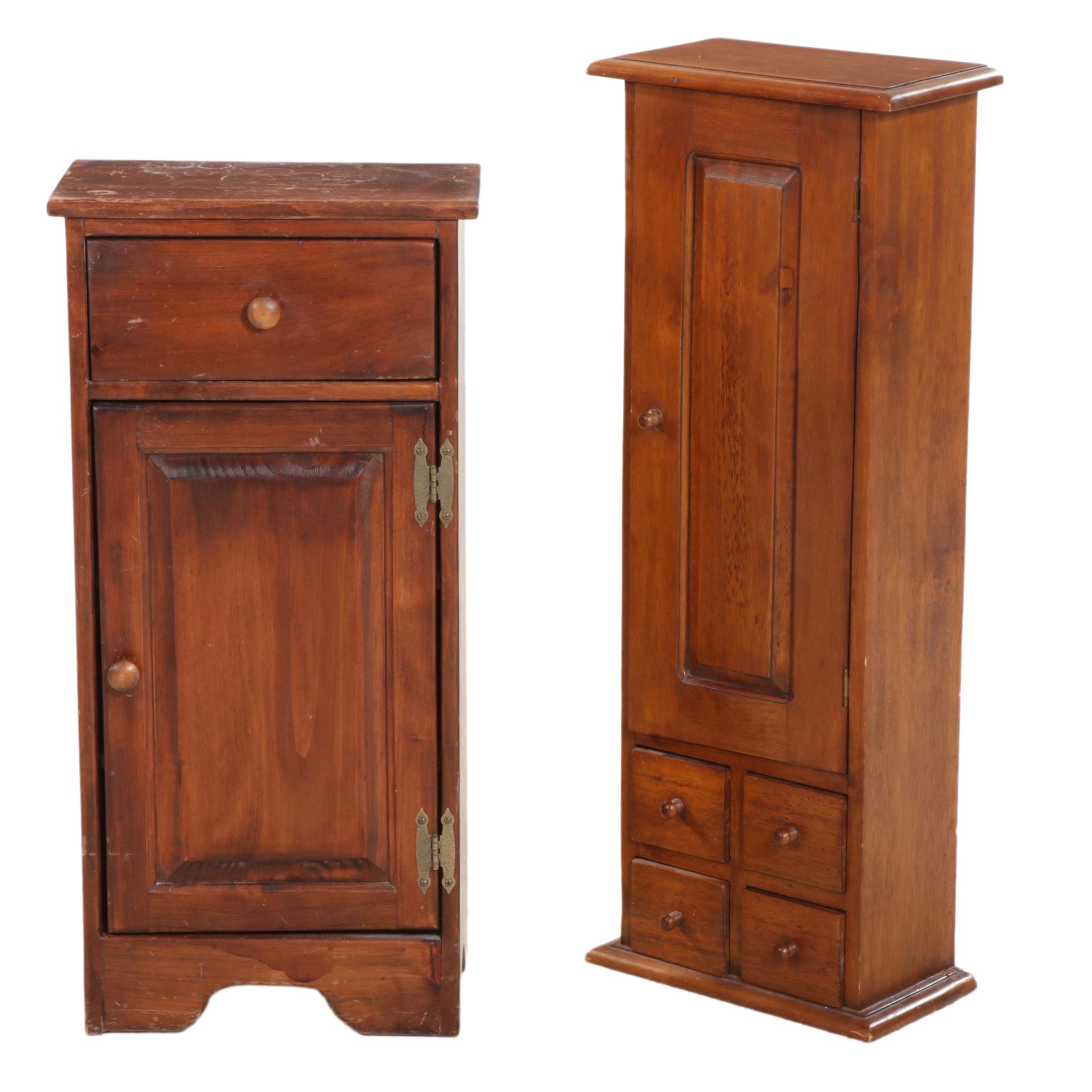 Two American Primitive Style Small Wooden Storage Cabinets