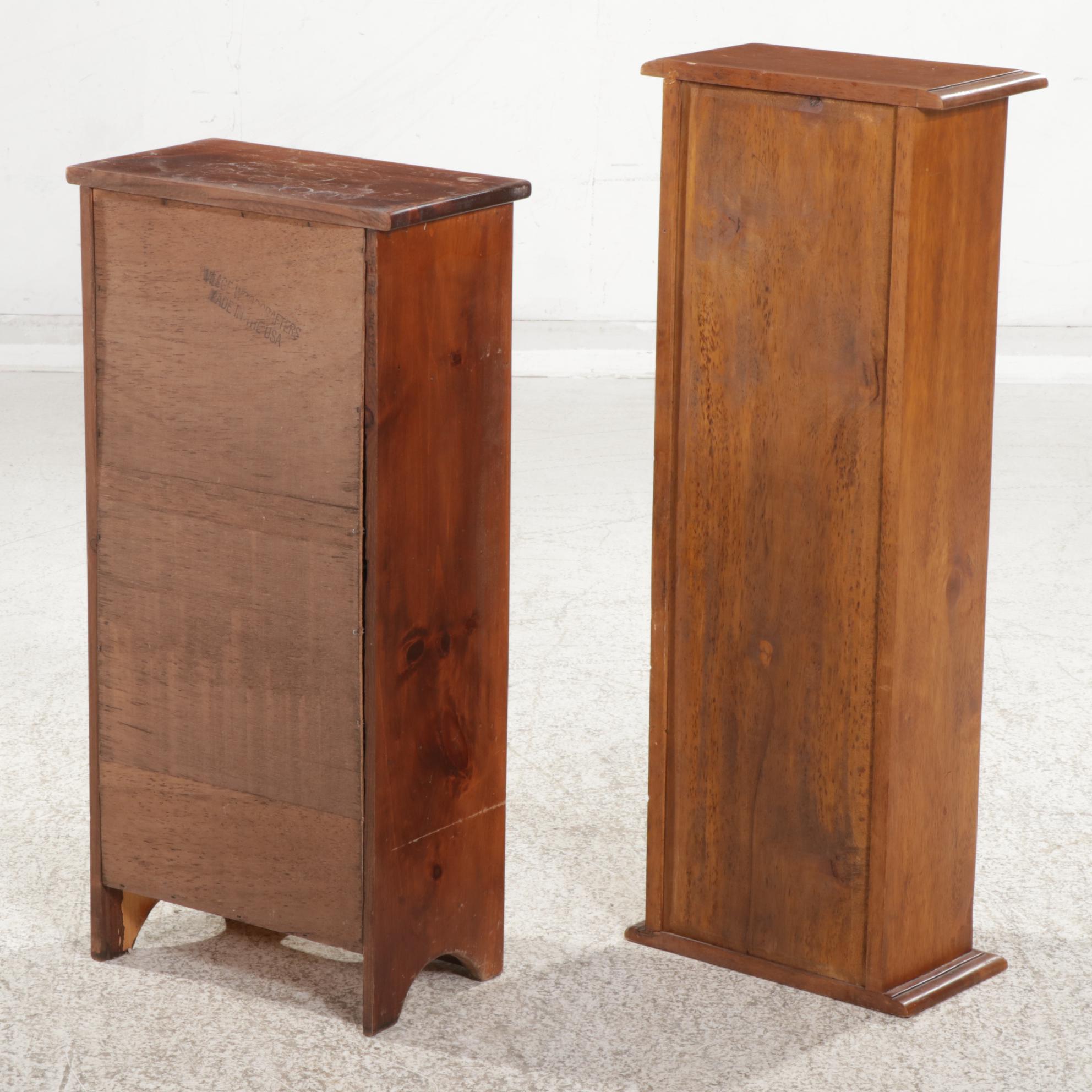 Two American Primitive Style Small Wooden Storage Cabinets