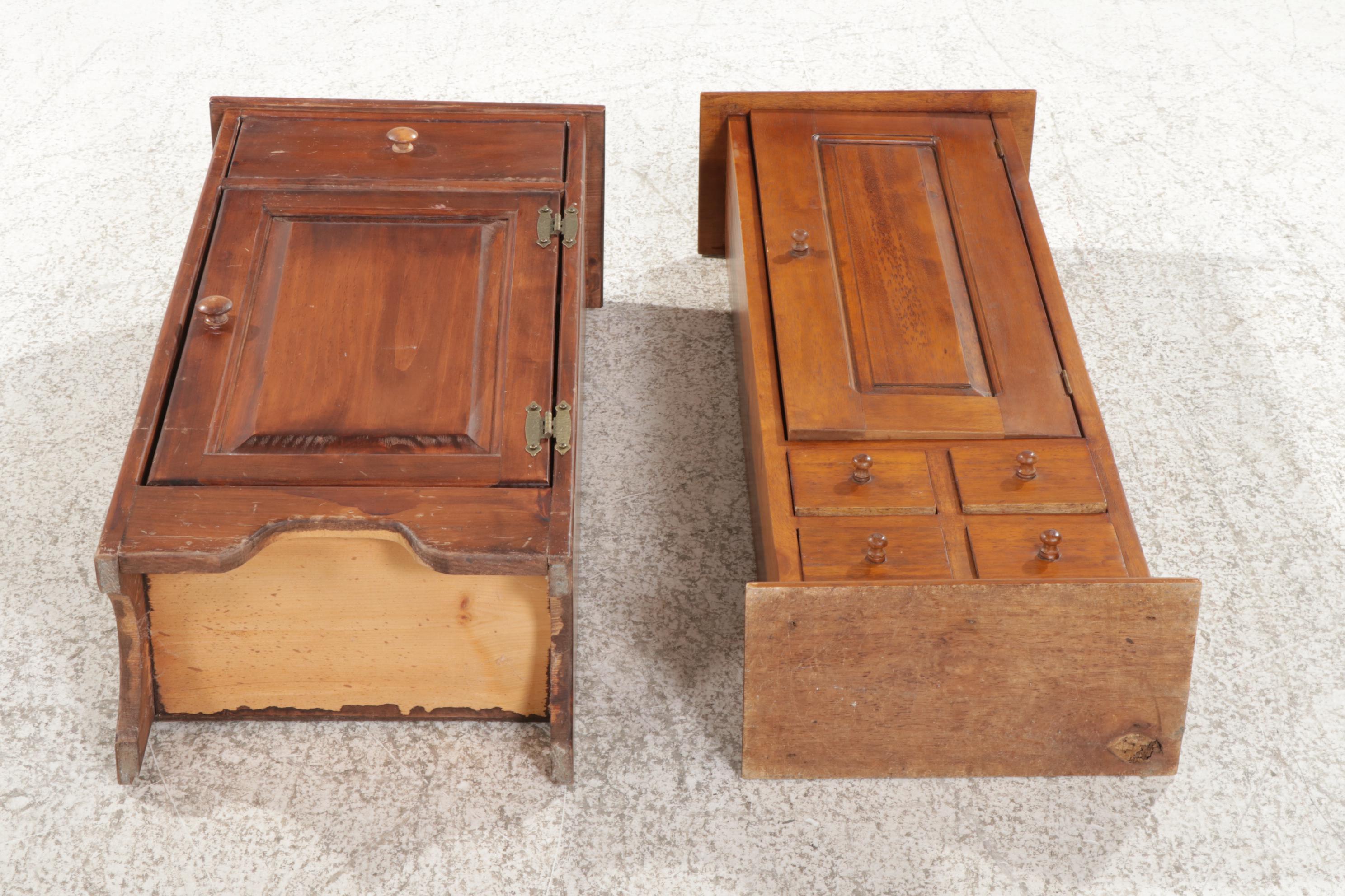 Two American Primitive Style Small Wooden Storage Cabinets