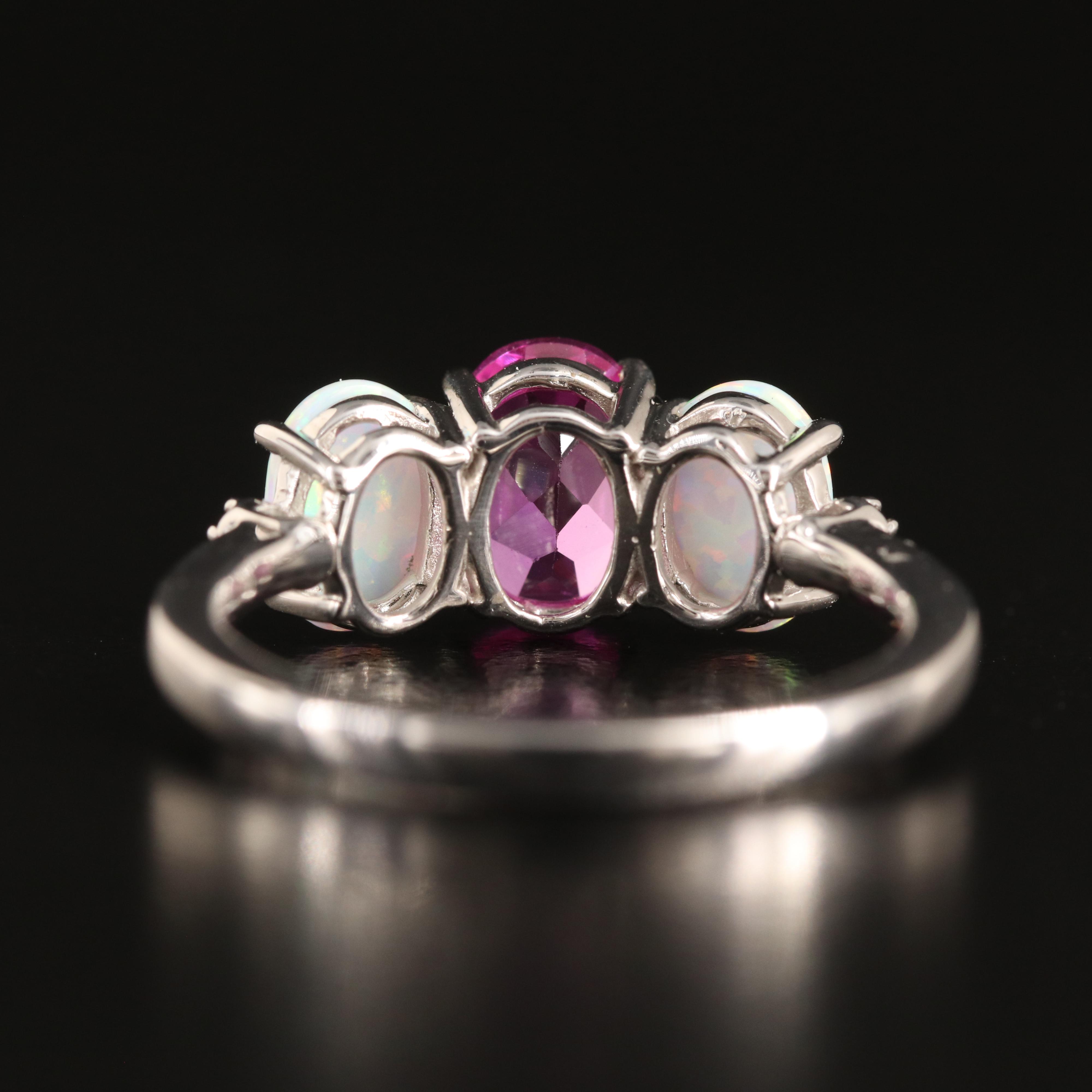 Sterling Sapphire and Opal Ring