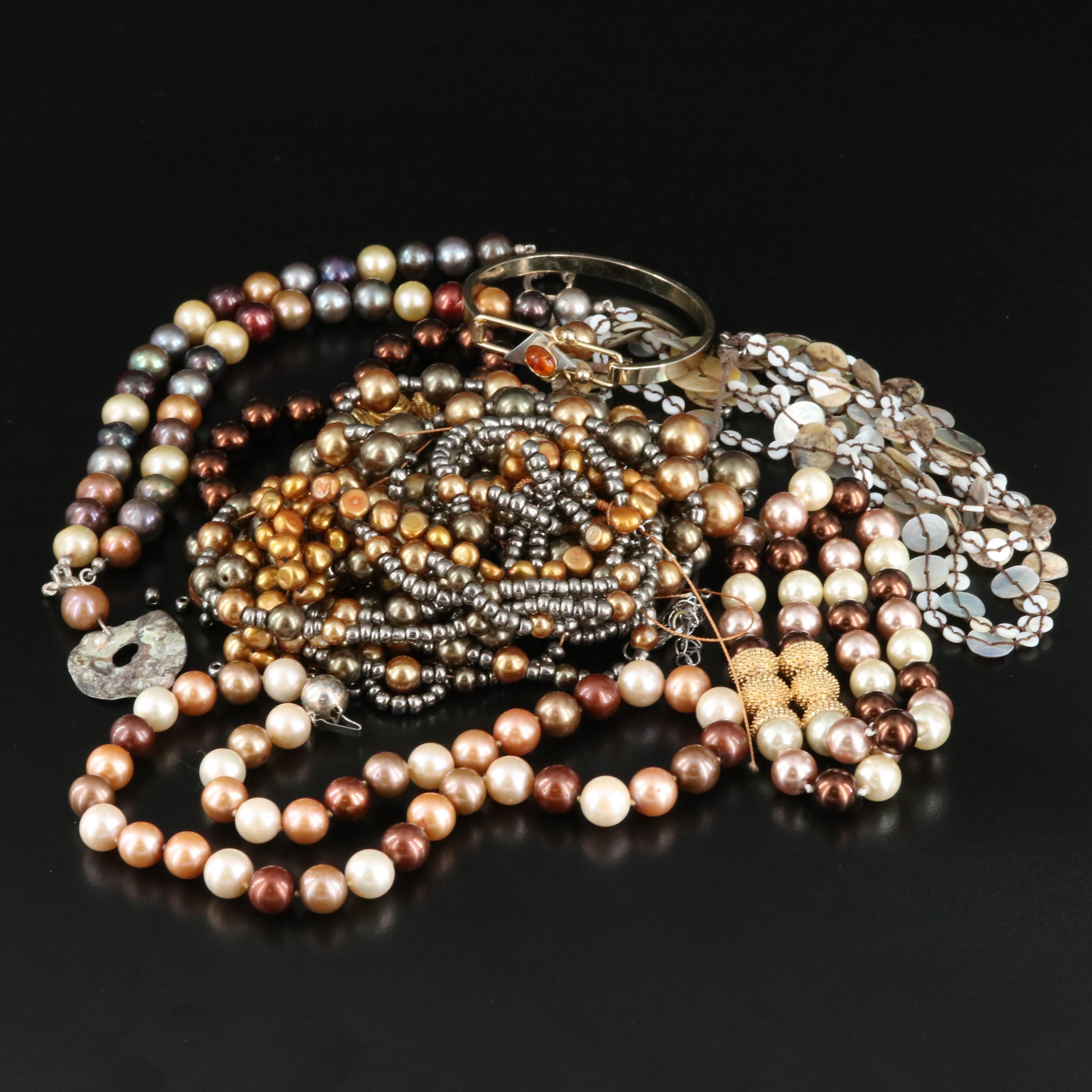 Necklaces and Bracelets Including Sterling Pearl, Faux Pearl and Mother-of-Pearl