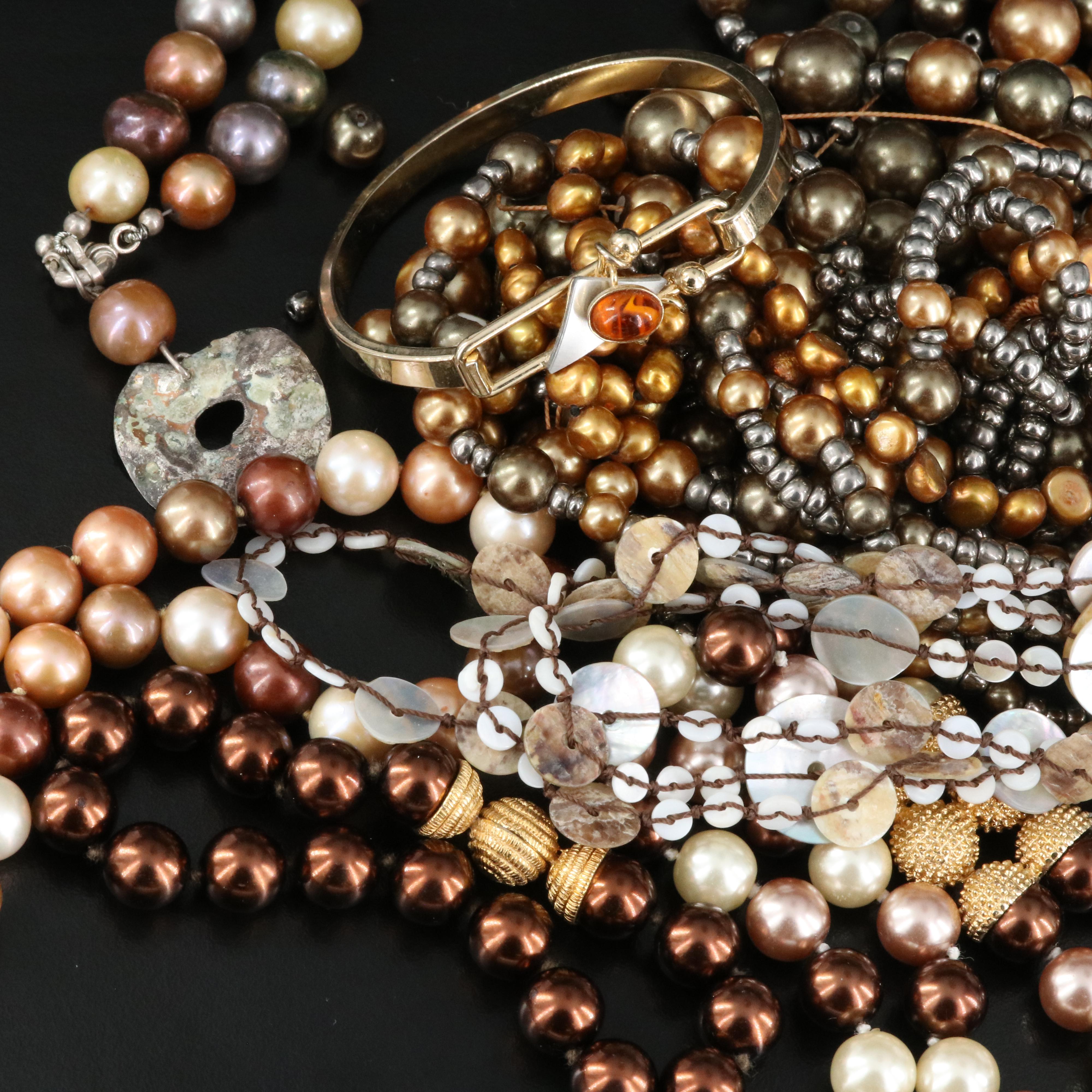 Necklaces and Bracelets Including Sterling Pearl, Faux Pearl and Mother-of-Pearl