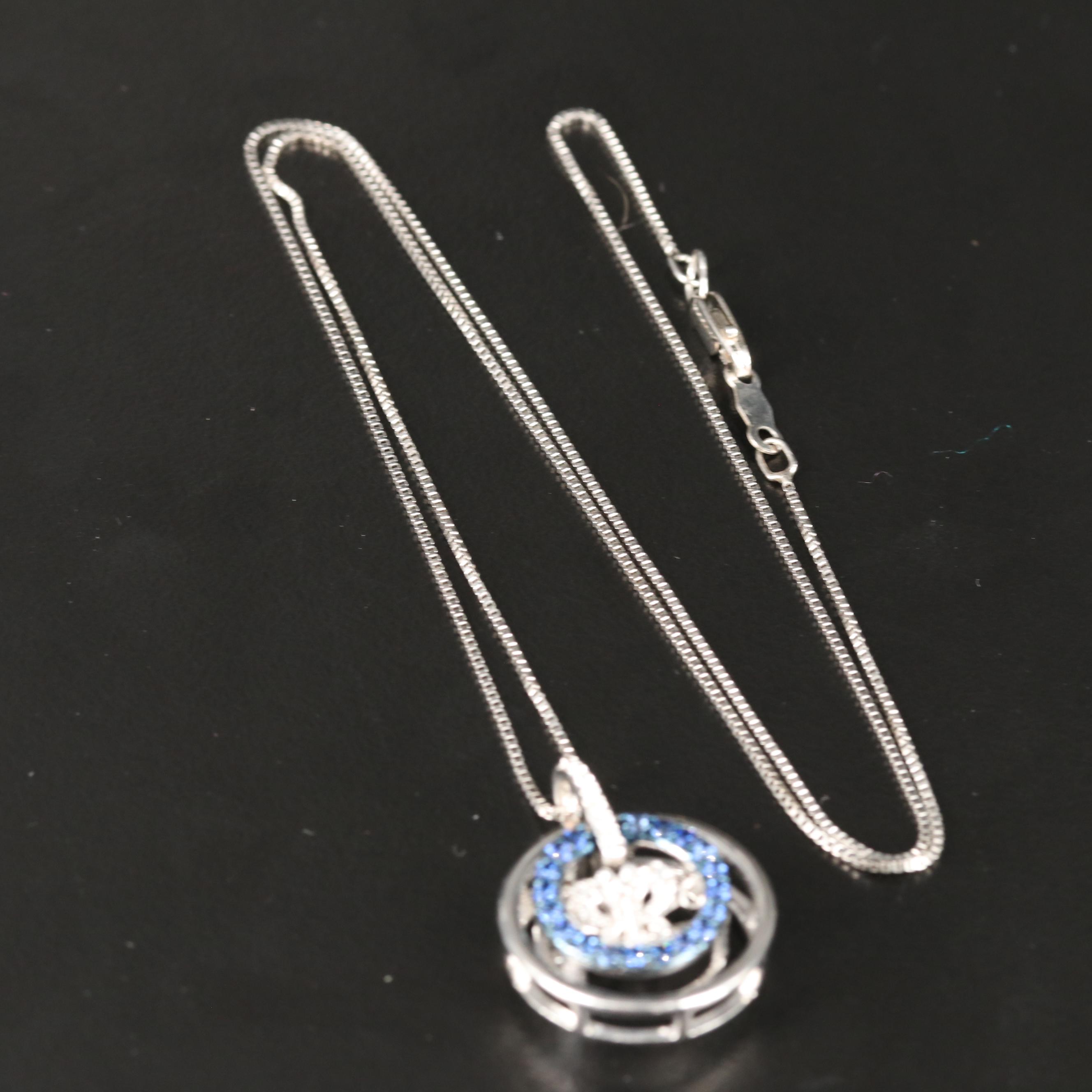 Sterling Sapphire Butterfly Pendant Necklace