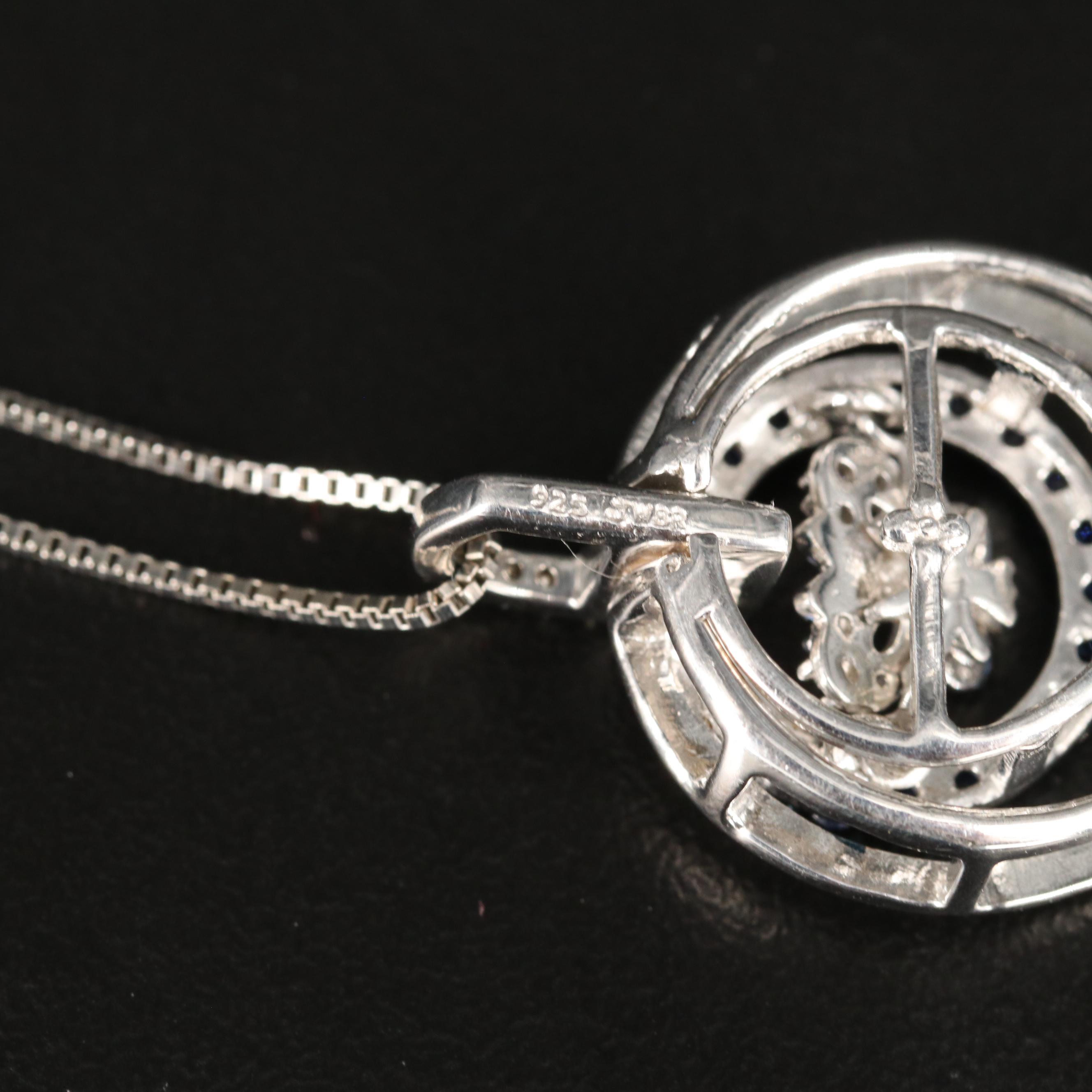 Sterling Sapphire Butterfly Pendant Necklace