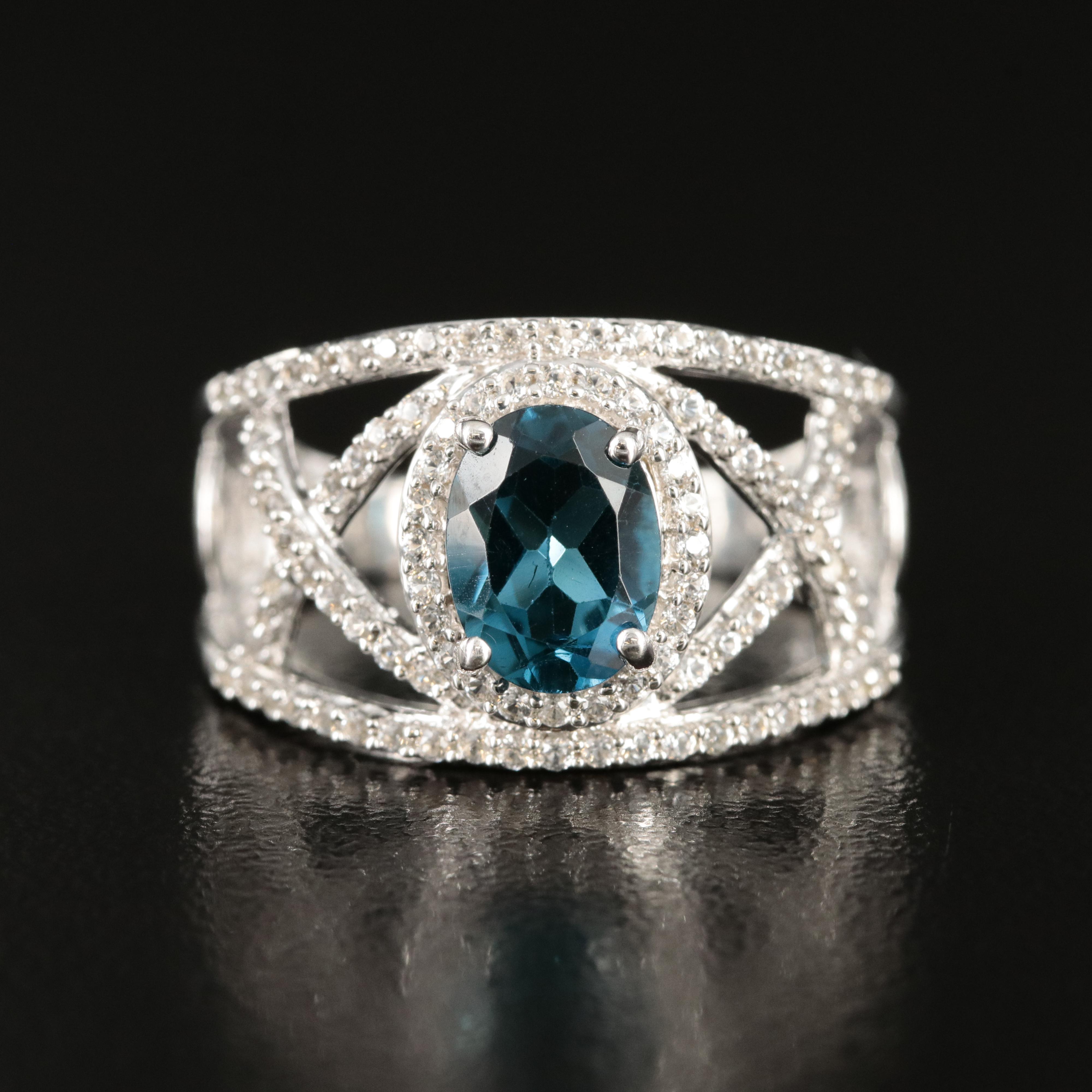 Sterling Topaz and Sapphire Ring
