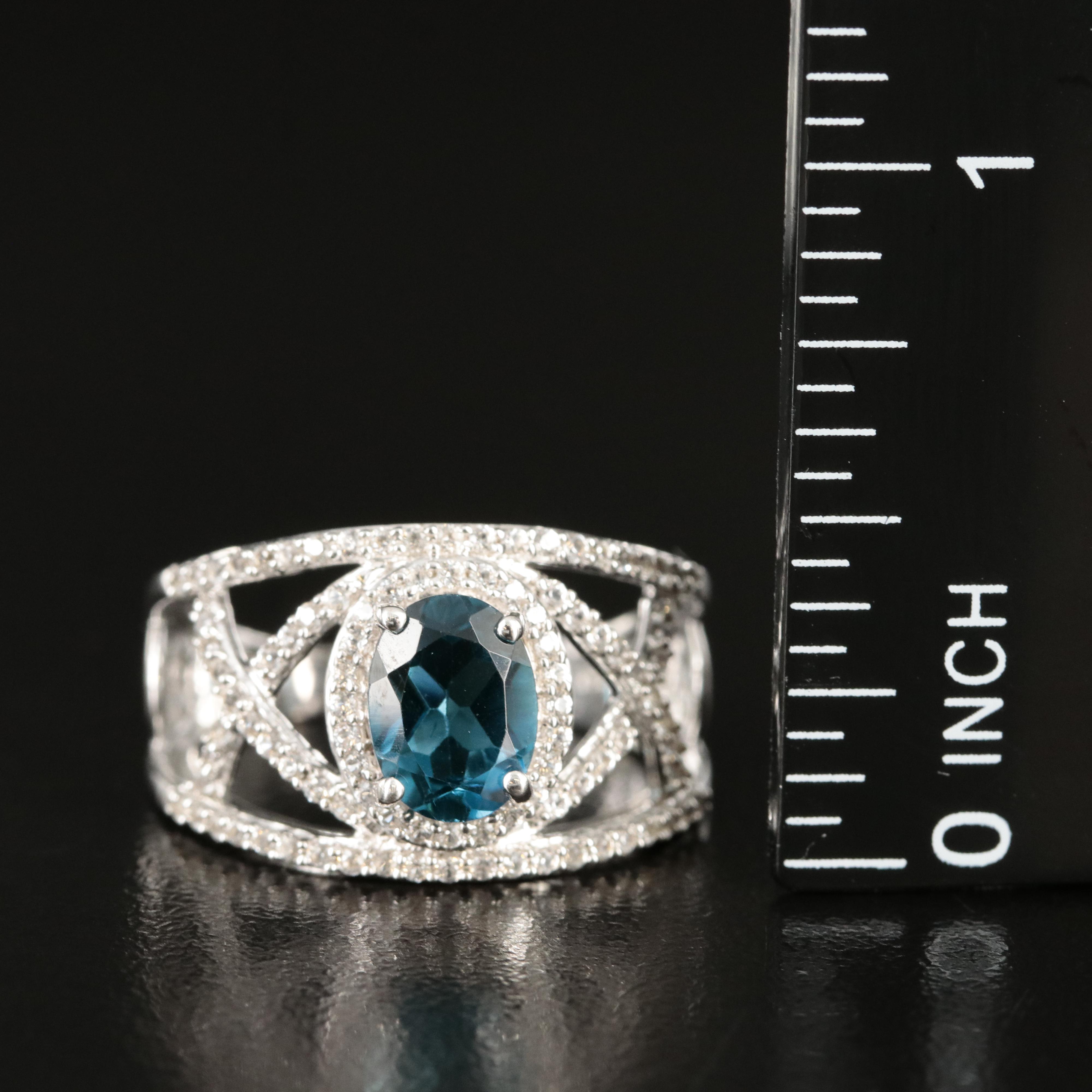 Sterling Topaz and Sapphire Ring